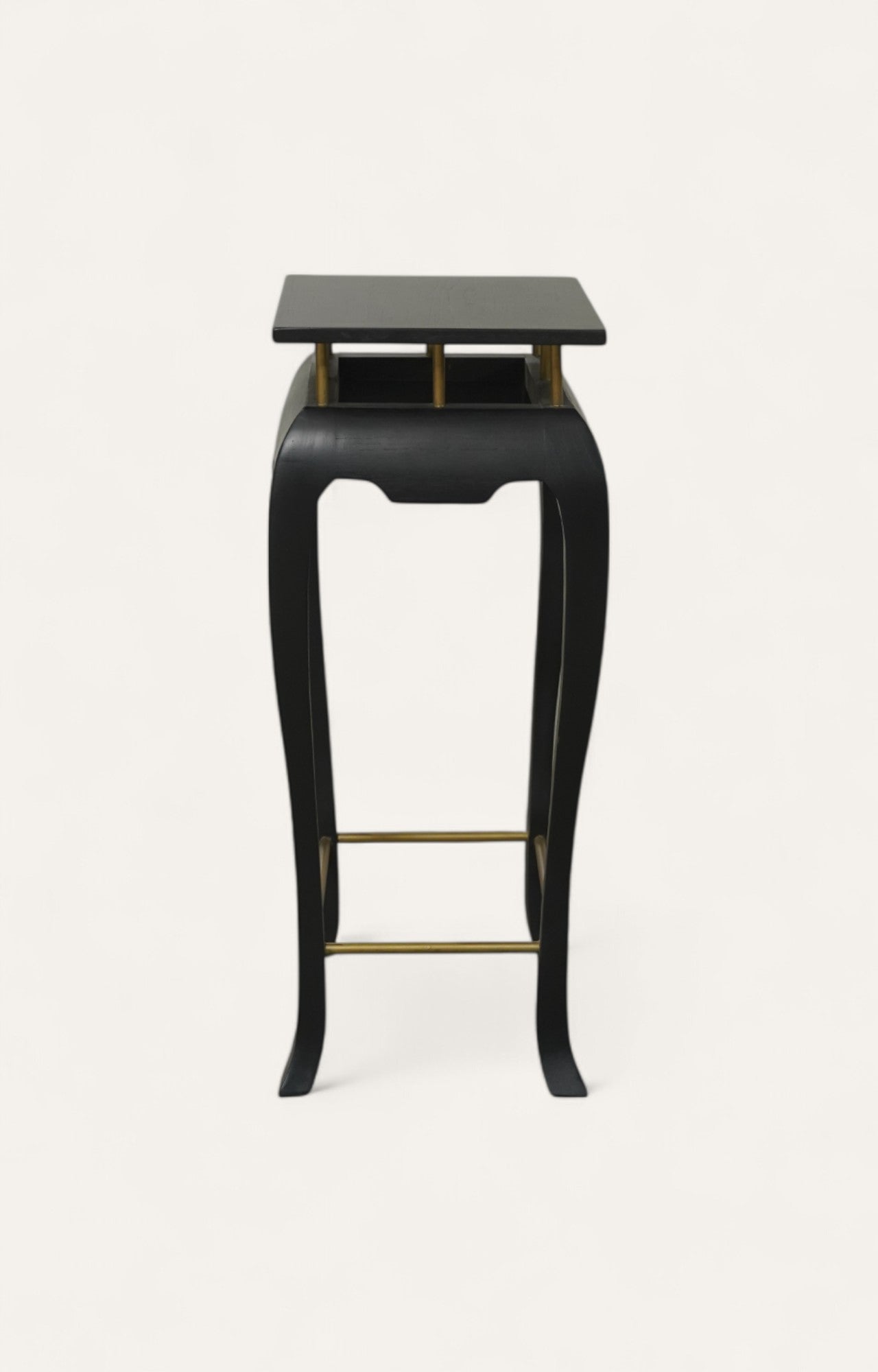 Black Sculpted Accent Table with Brass Detailing