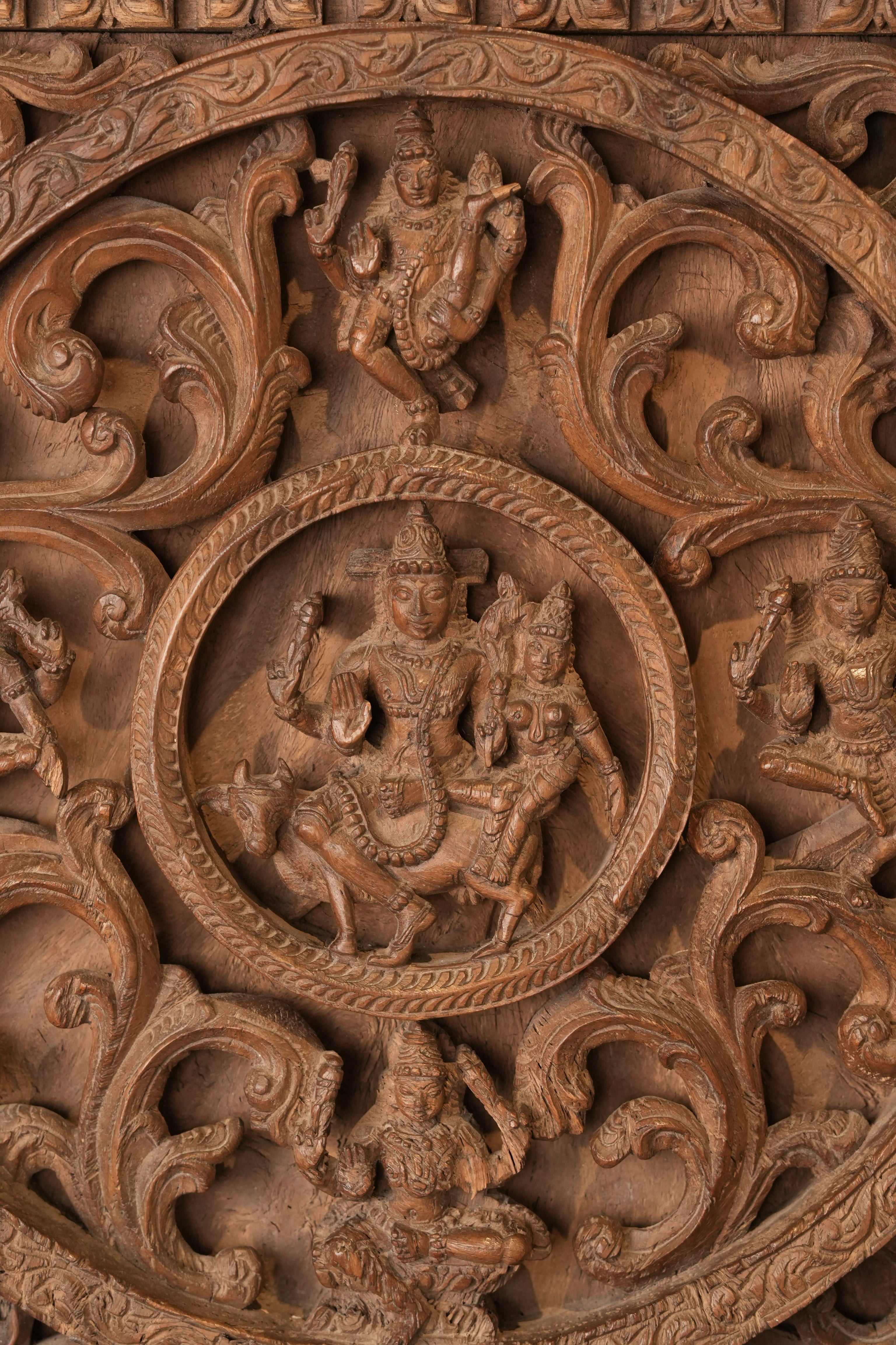 Divine Harmony – Hand-Carved Wooden Wall Panel