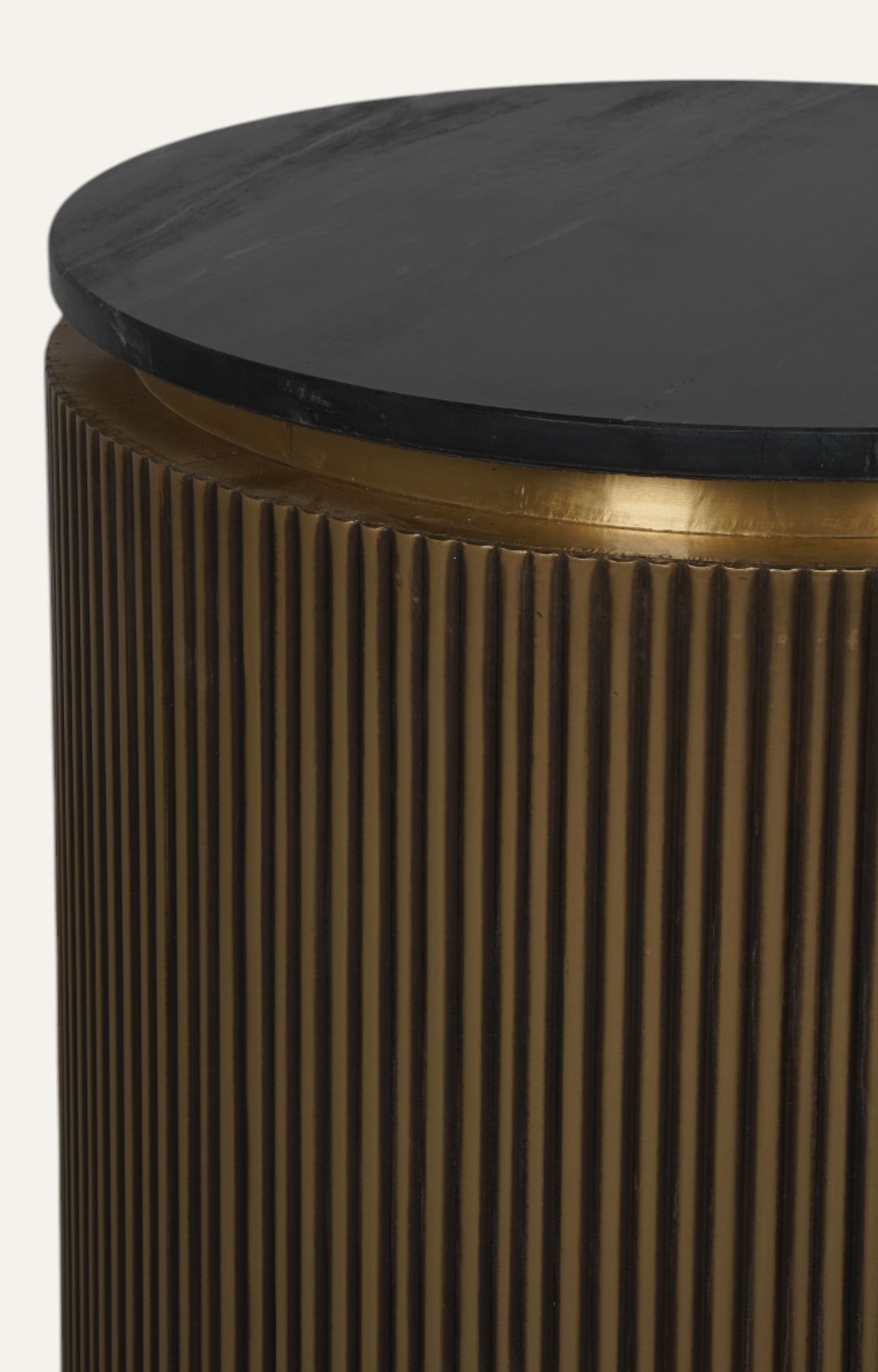 Round Side Table in Brass with Marble Top