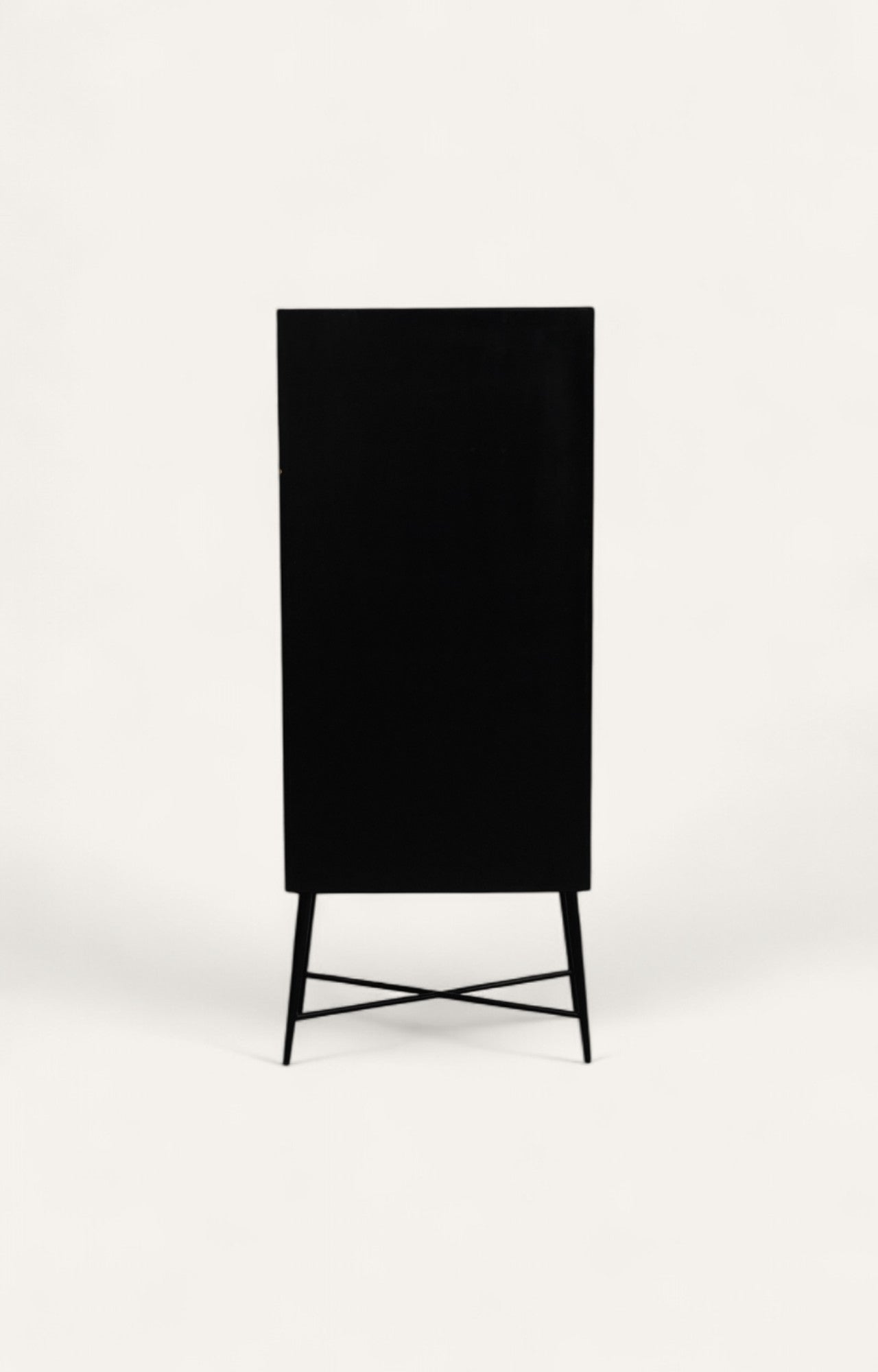 Tall Brass-Clad Cabinet with Iron Legs
