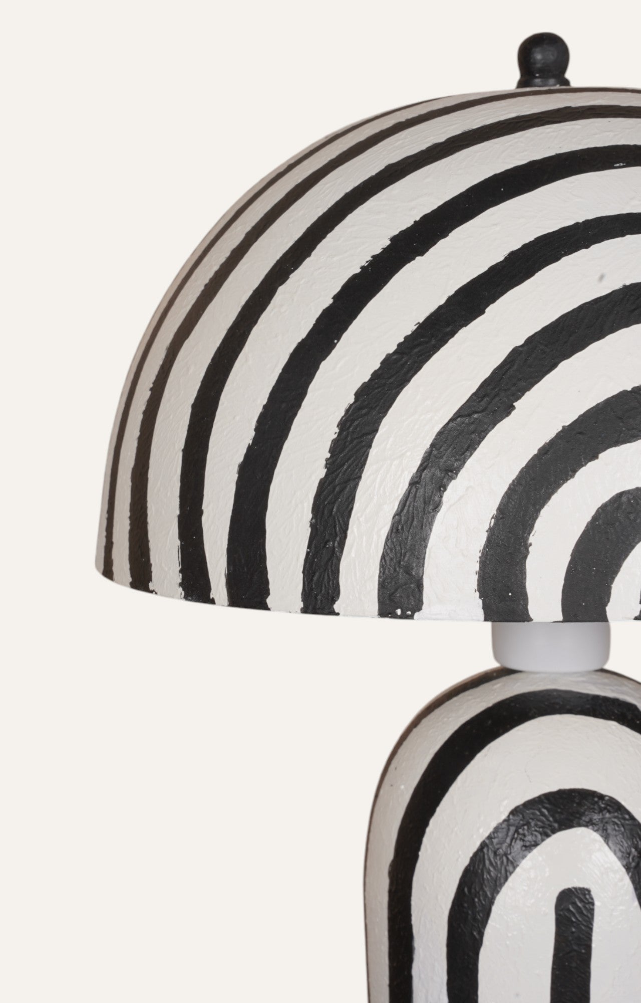 Striking Black & White Striped Plaster Table Lamp