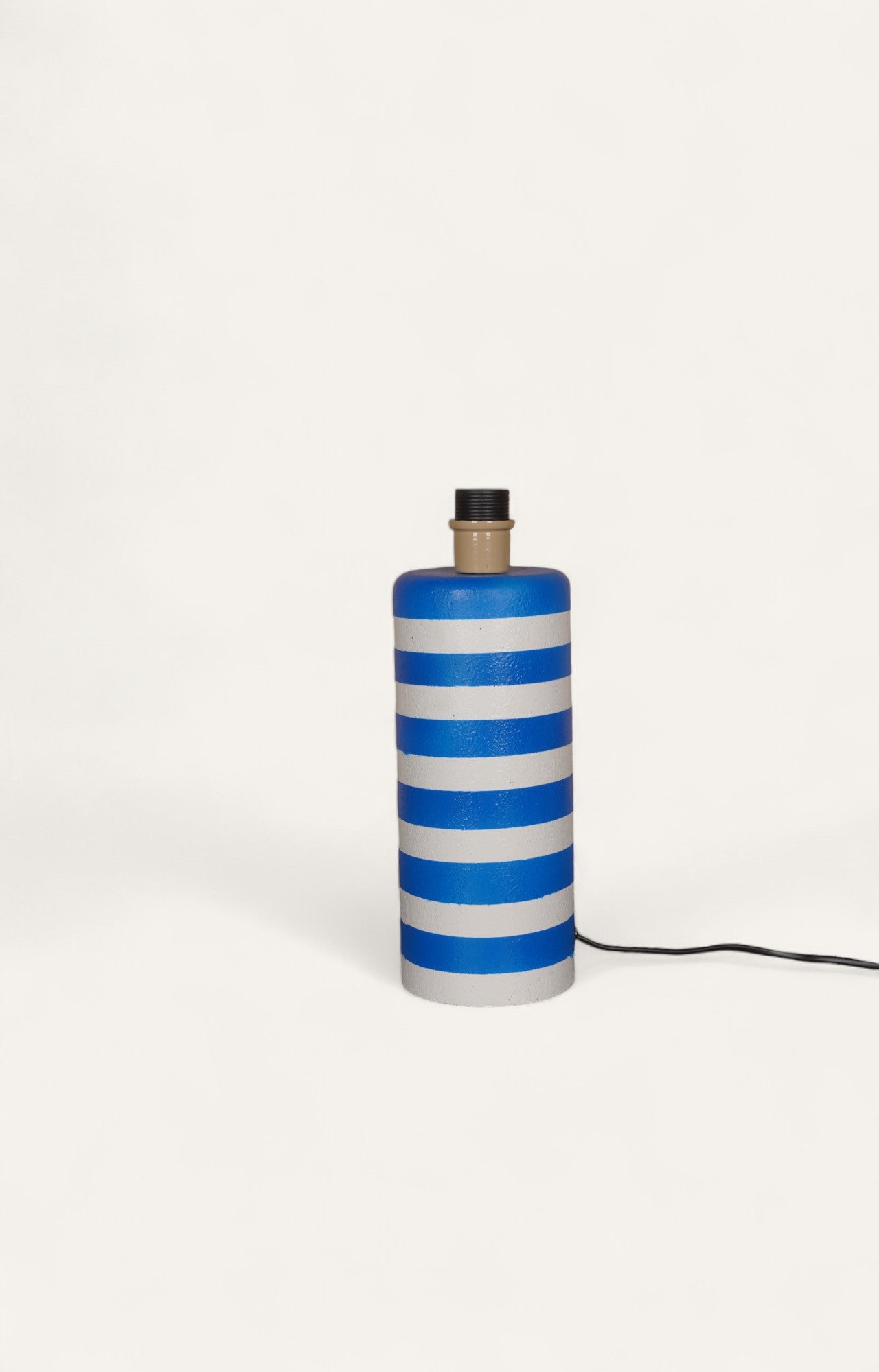 Coastal Blue & White Striped Plaster Table Lamp