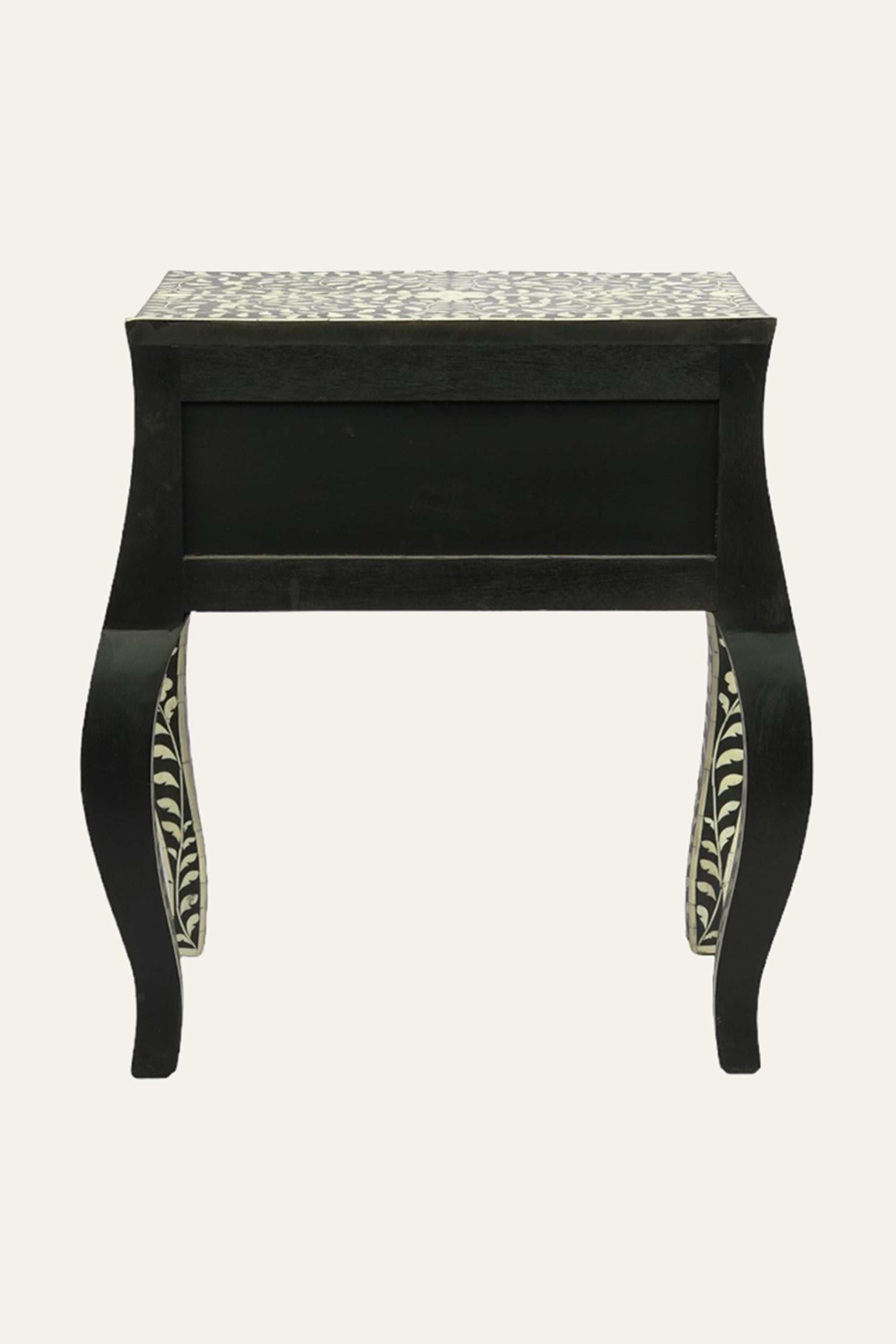 Floral Pattern Bone Inlay 1-Drawer Bedside Table