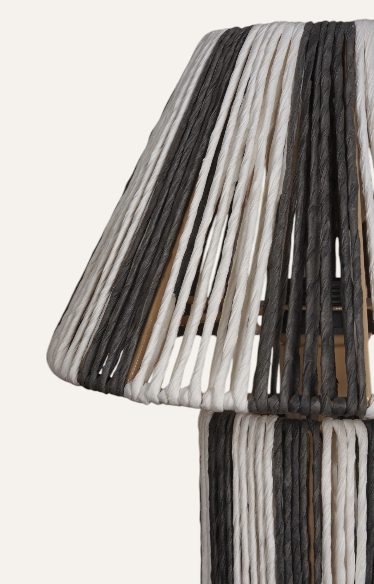 Textured Black & White Raffia Table Lamp