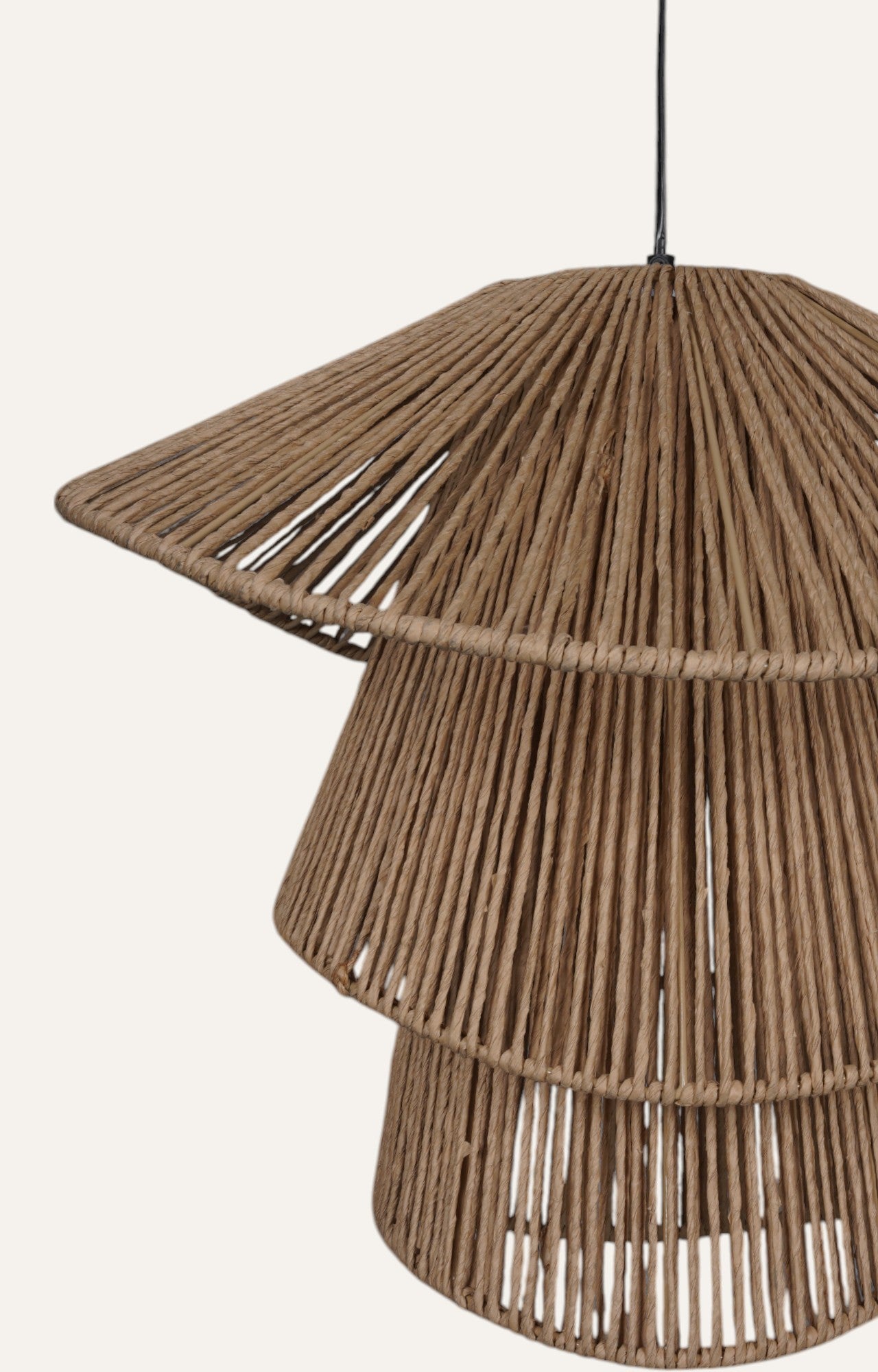 Cascading Tier Natural Raffia Rope Pendant Light