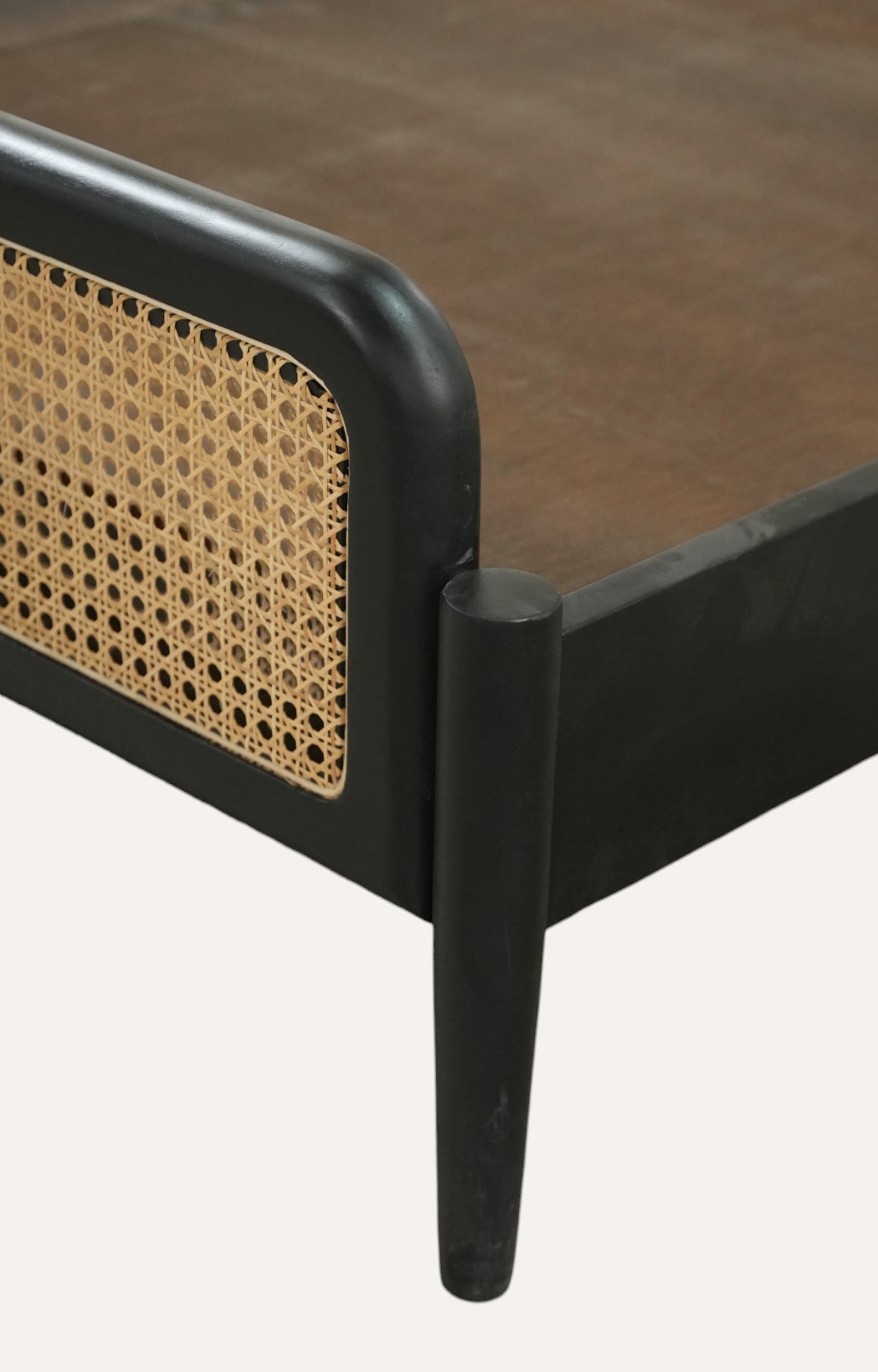 Acacia Wood Bed with Rattan