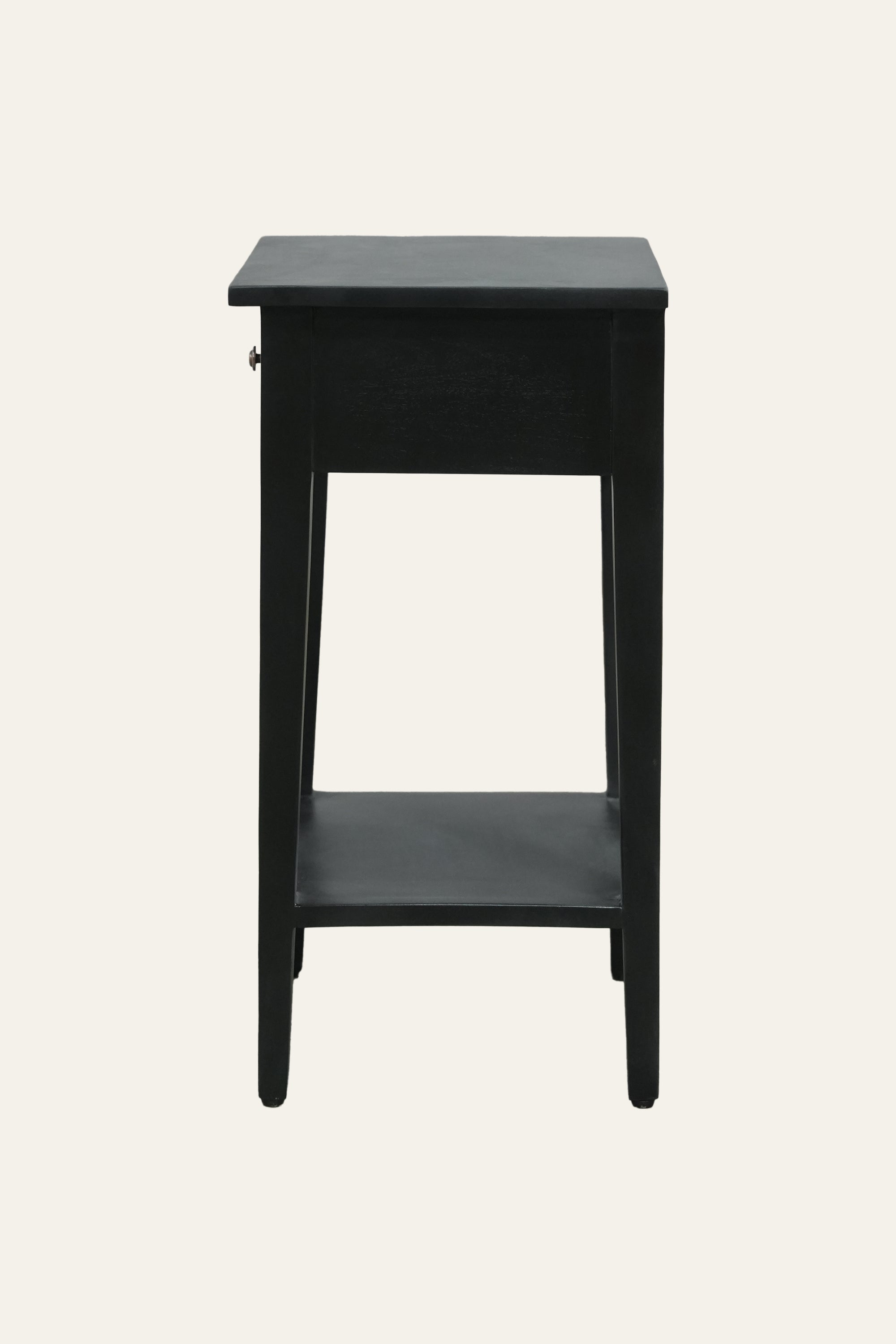Minimalist Black 1-Drawer Bedside Table with Storage Shelf
