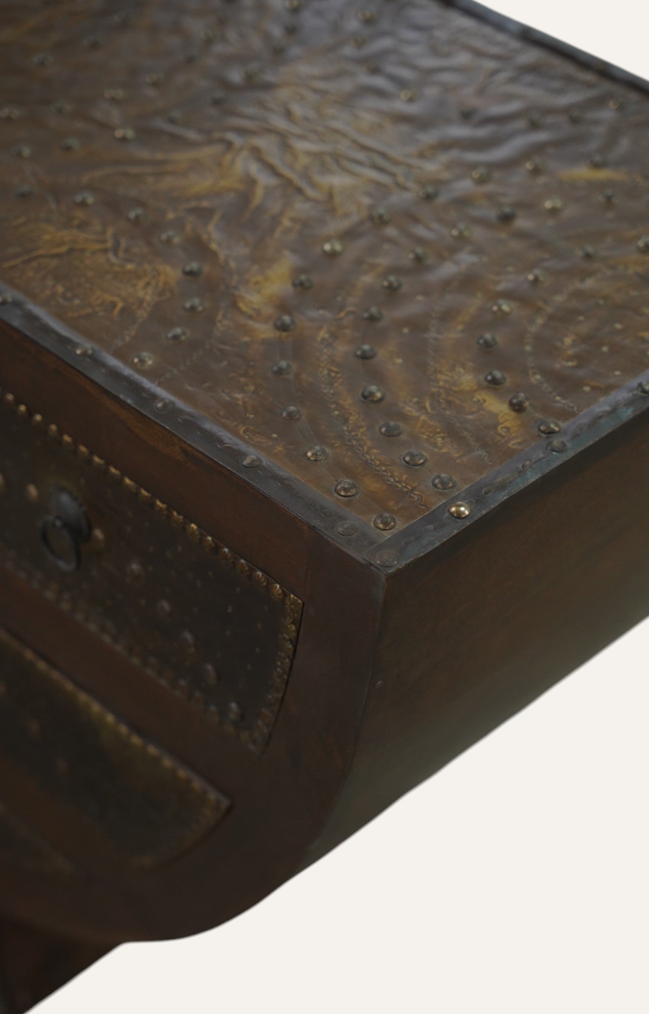 Half-Moon Brass-Studded Vintage Chest of Drawers