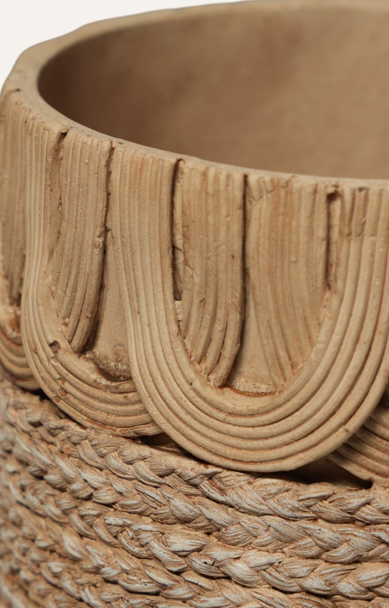 Handcard Woven Texture Planter Set Of - 2