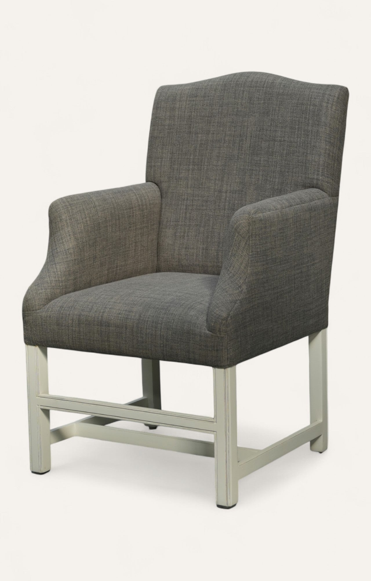 Modern Grey Upholstered Accent Chair with White Base