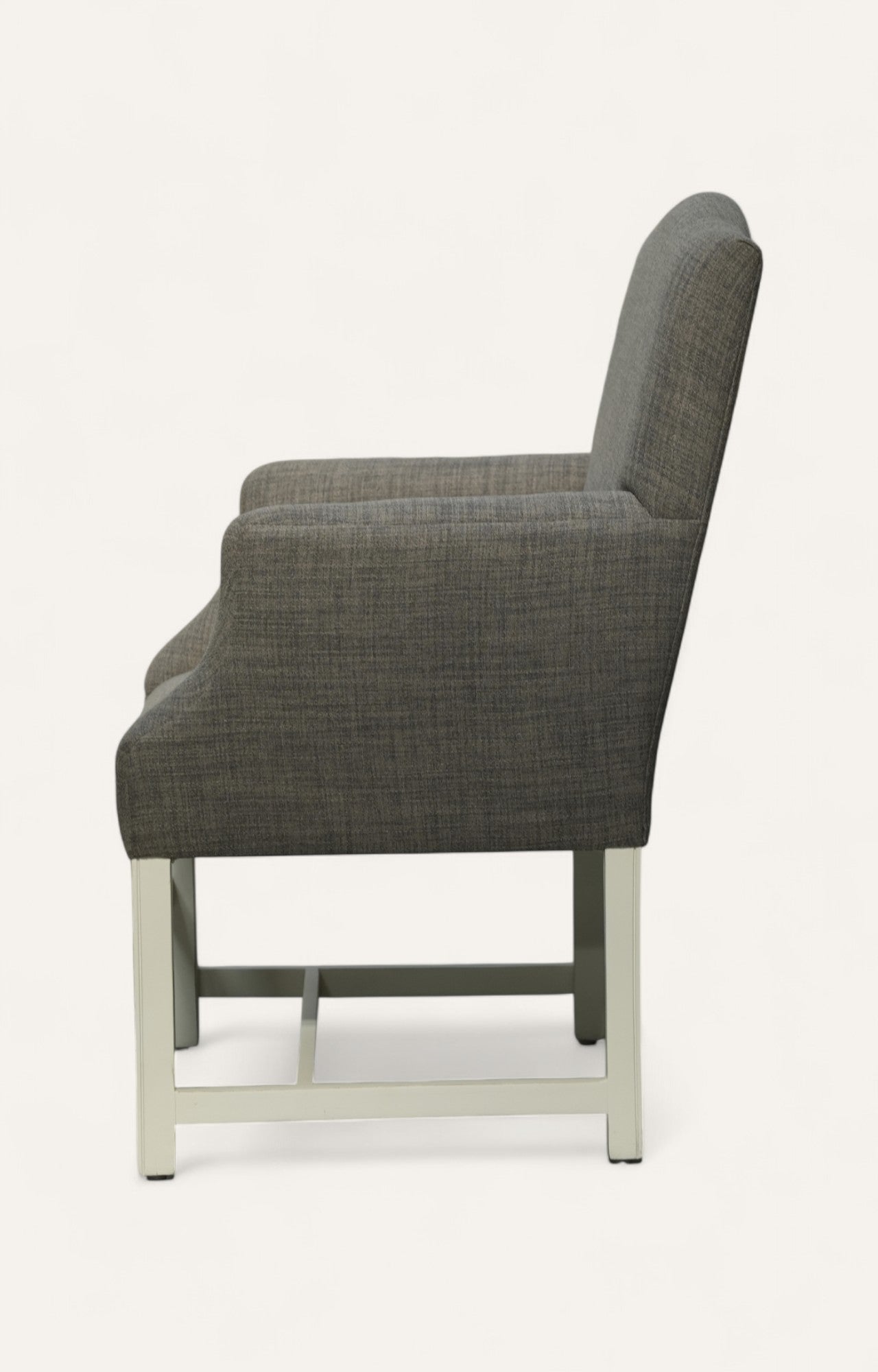 Modern Grey Upholstered Accent Chair with White Base