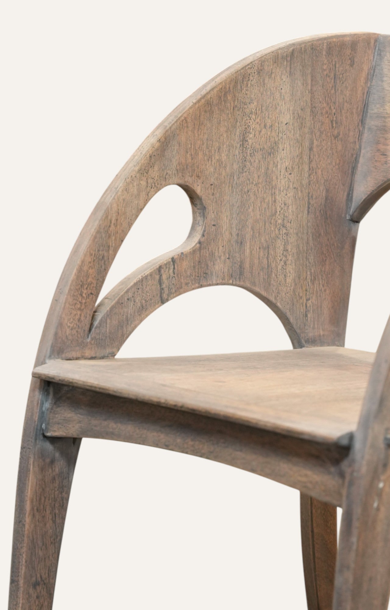 Sculptural Solid Wood Accent Chair