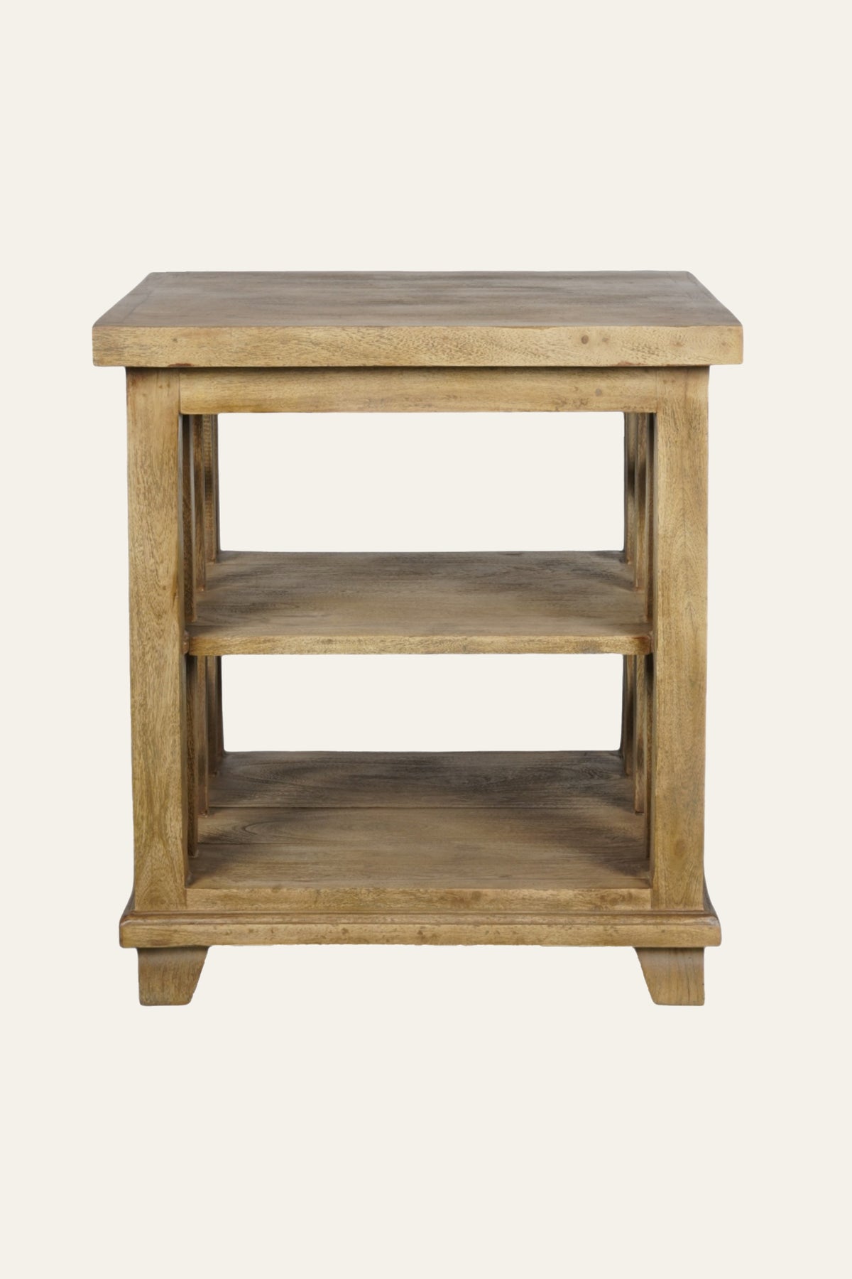 Square Side Table with Storage Shelves & Open Circle Frame