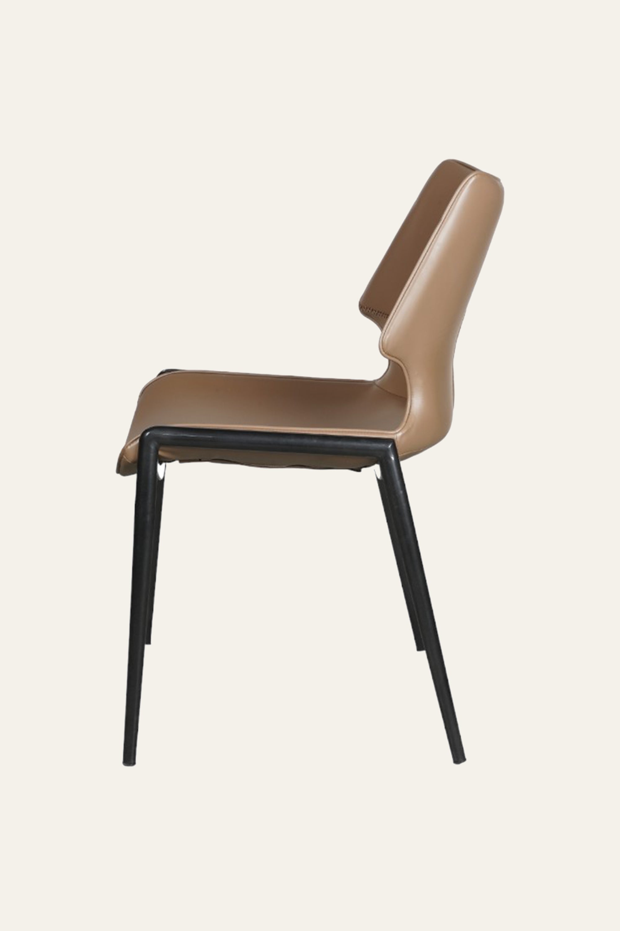 Black Frame Tan Upholstered Arm Chair