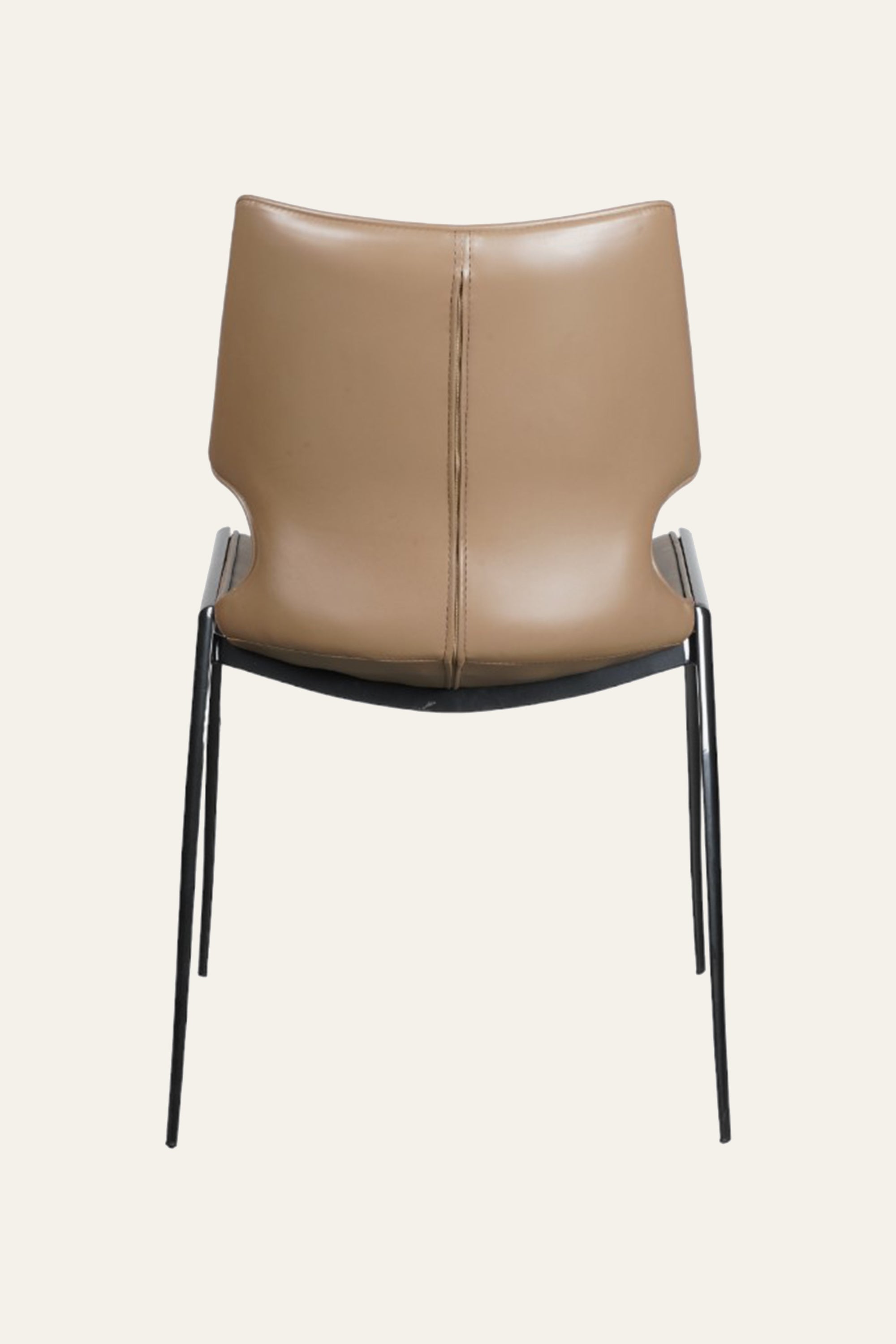 Black Frame Tan Upholstered Arm Chair