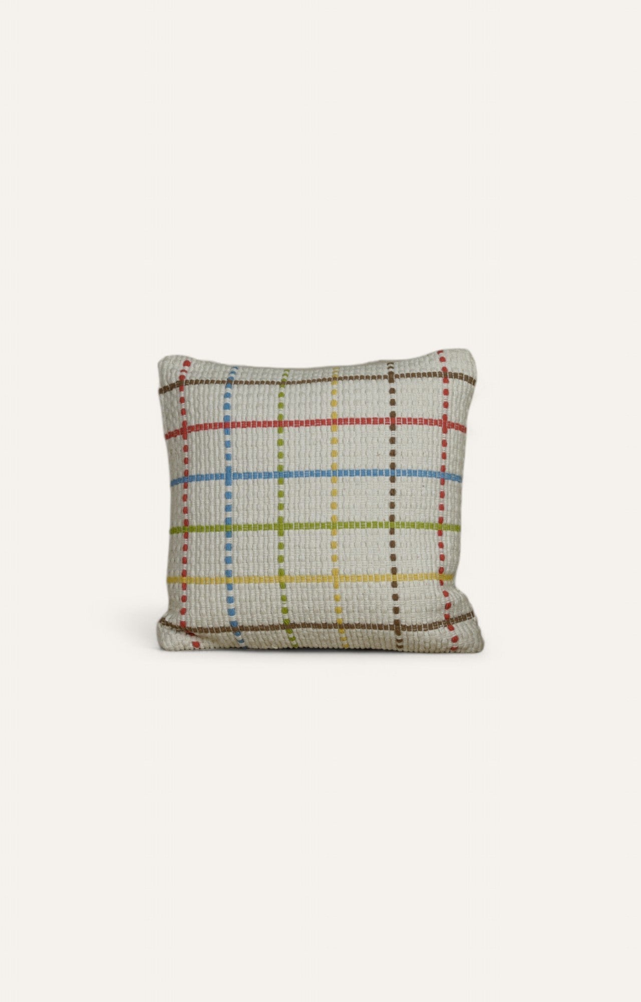 Embroidered Cushion in Colorful Checkered Pattern