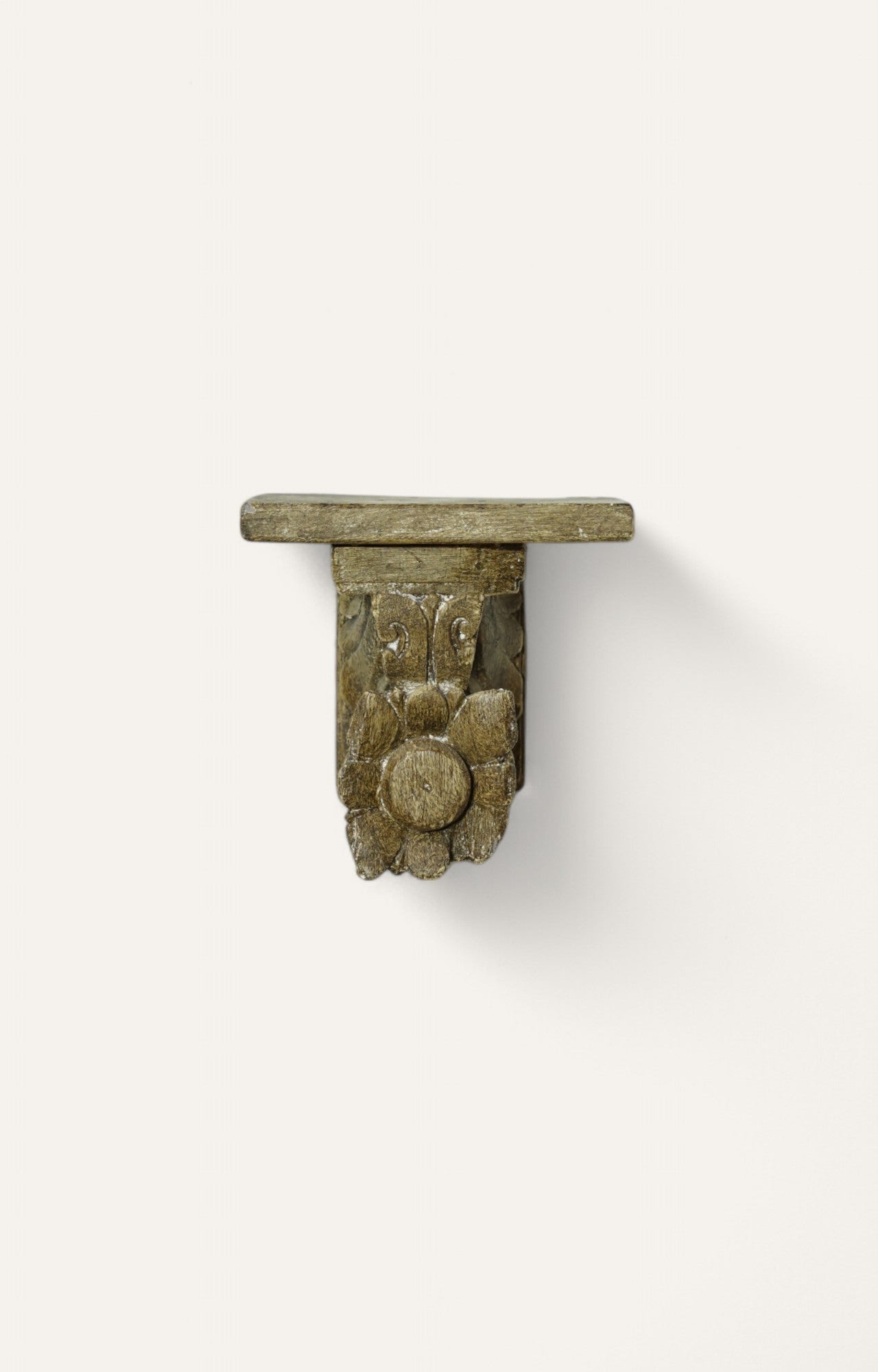 Vintage Wooden Floral Carved Wall Bracket