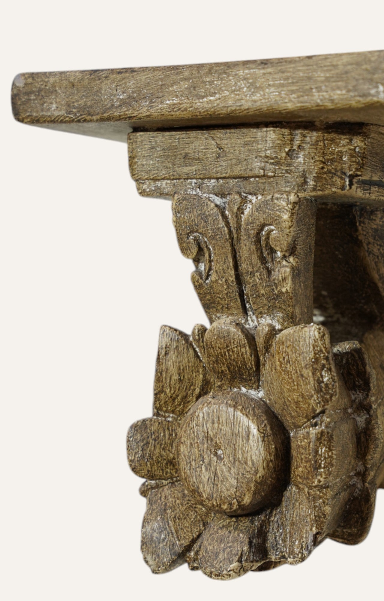 Vintage Wooden Floral Carved Wall Bracket