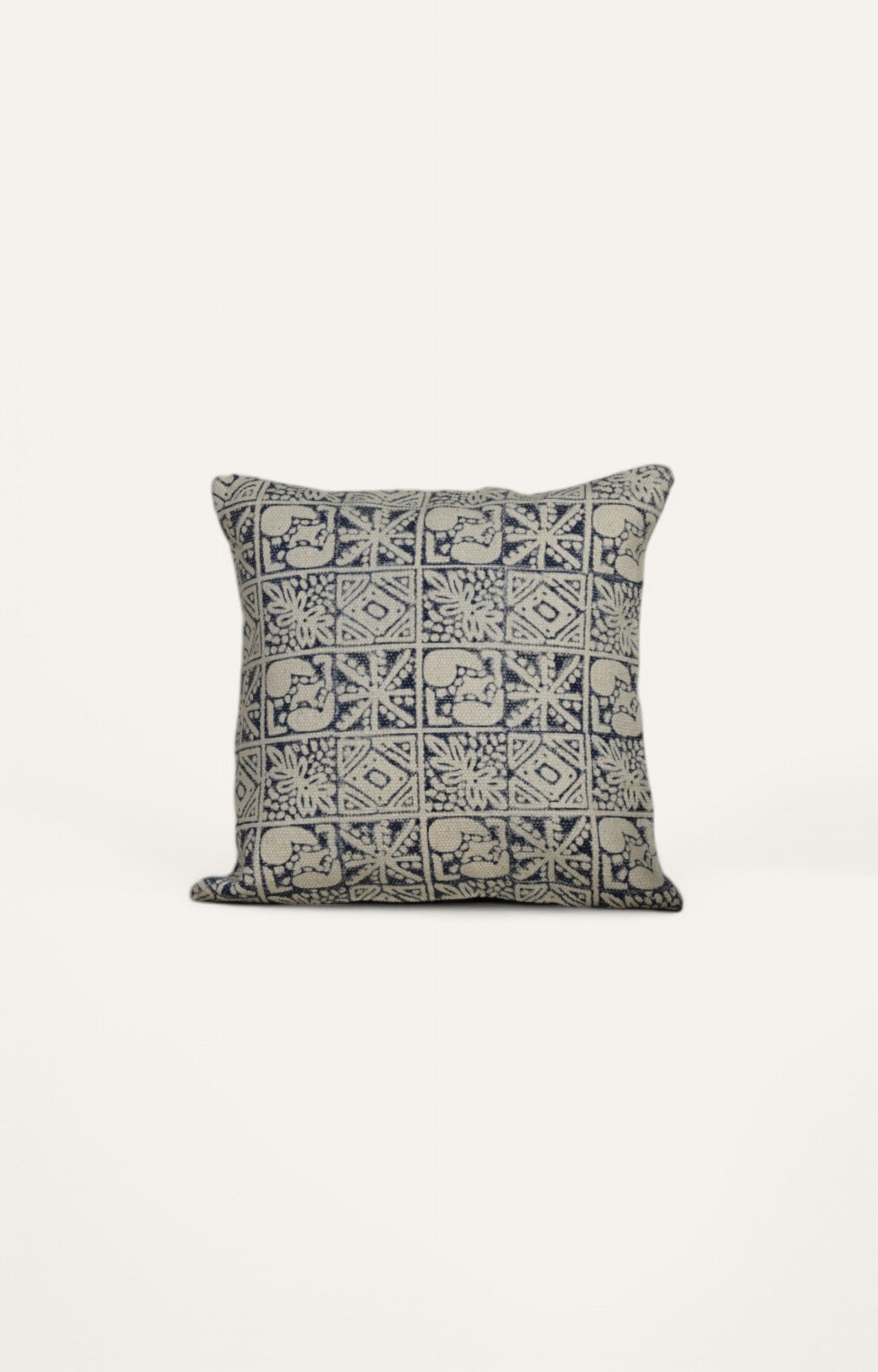 Indigo and White Printed Cushion