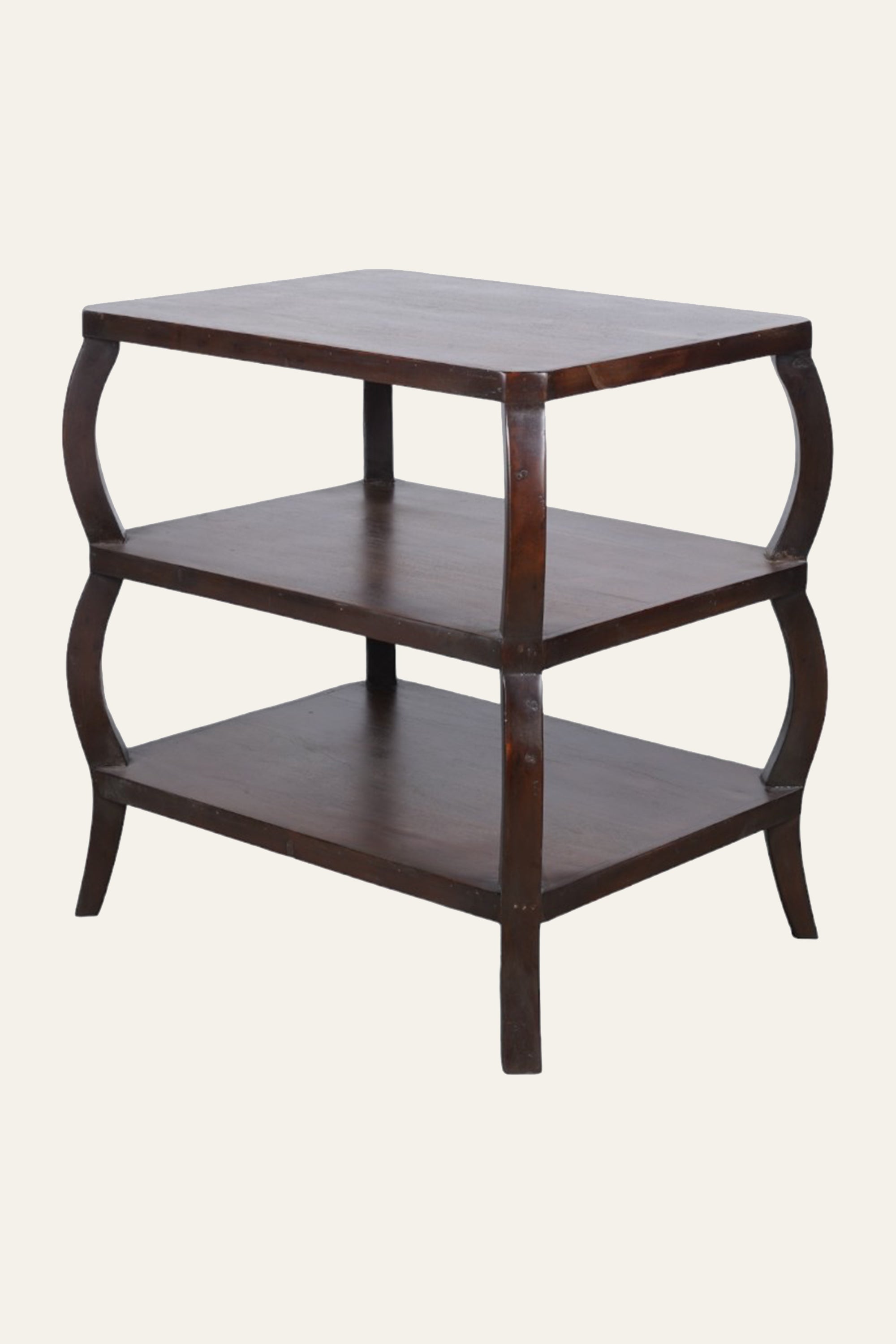 Curved-Leg 3-Tier Wooden Display Shelf for Living Room & Bedroom