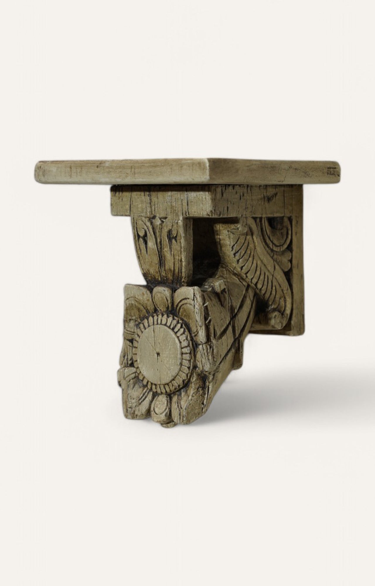 Vintage Wooden Carved Floral Wall Brackets