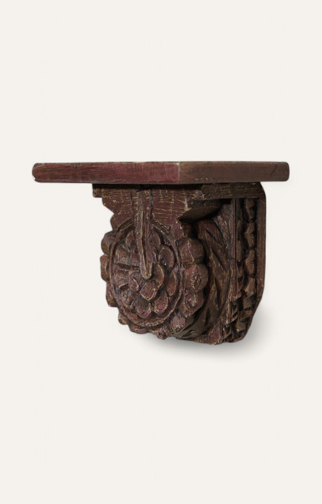 Vintage Wooden Floral Carved Handmade Wall Bracket