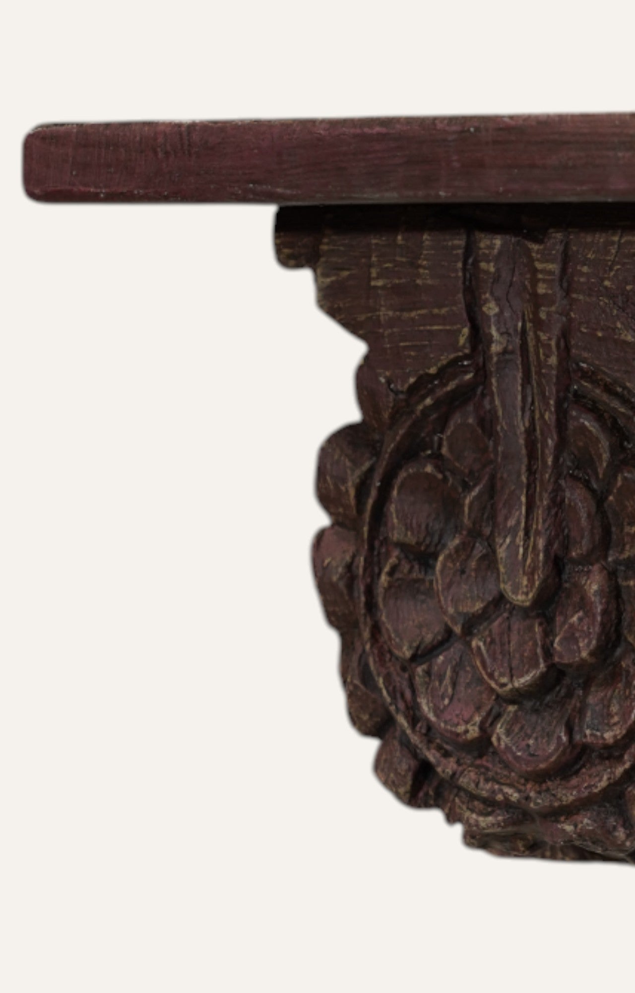 Vintage Wooden Floral Carved Handmade Wall Bracket