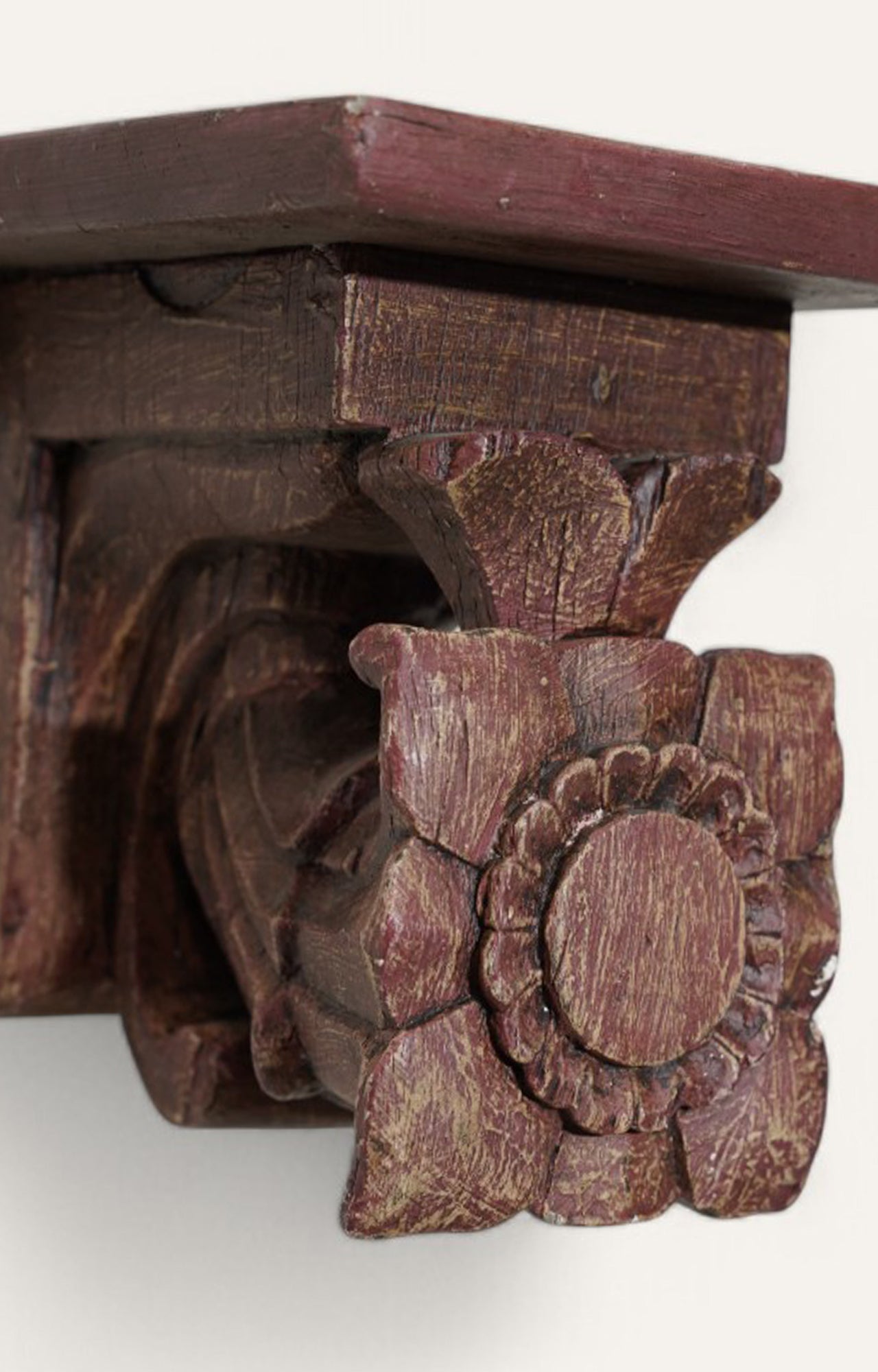 Rustic Aged Hand-carved Wall Bracket