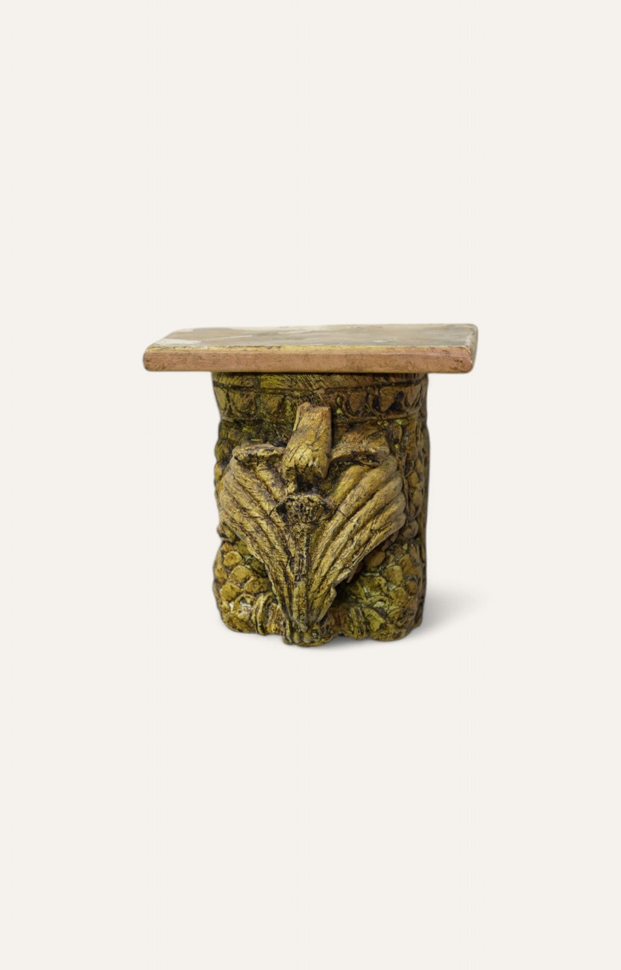 Hand-Carved Wooden Bracket with Leaf Moti