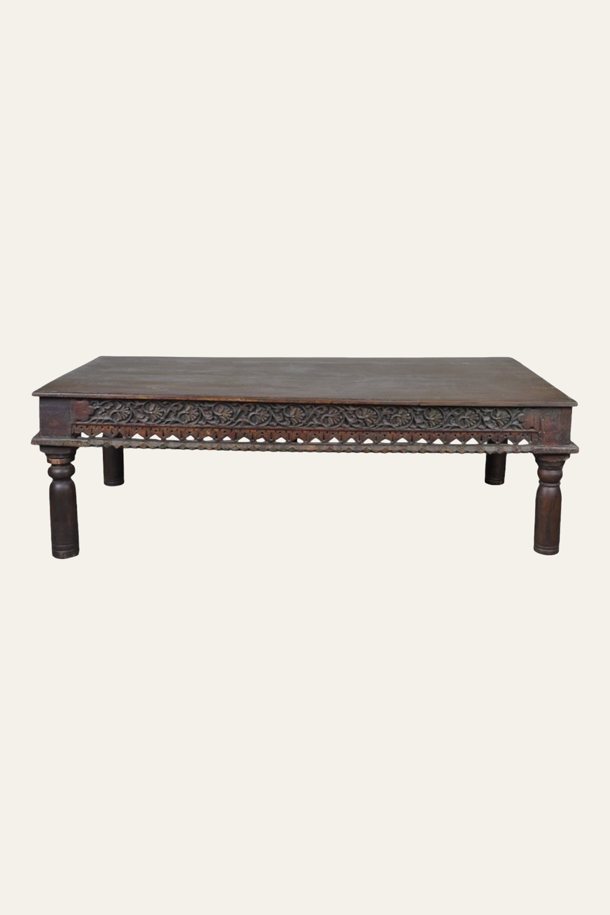 Long Dark Carved Heritage Coffee Table
