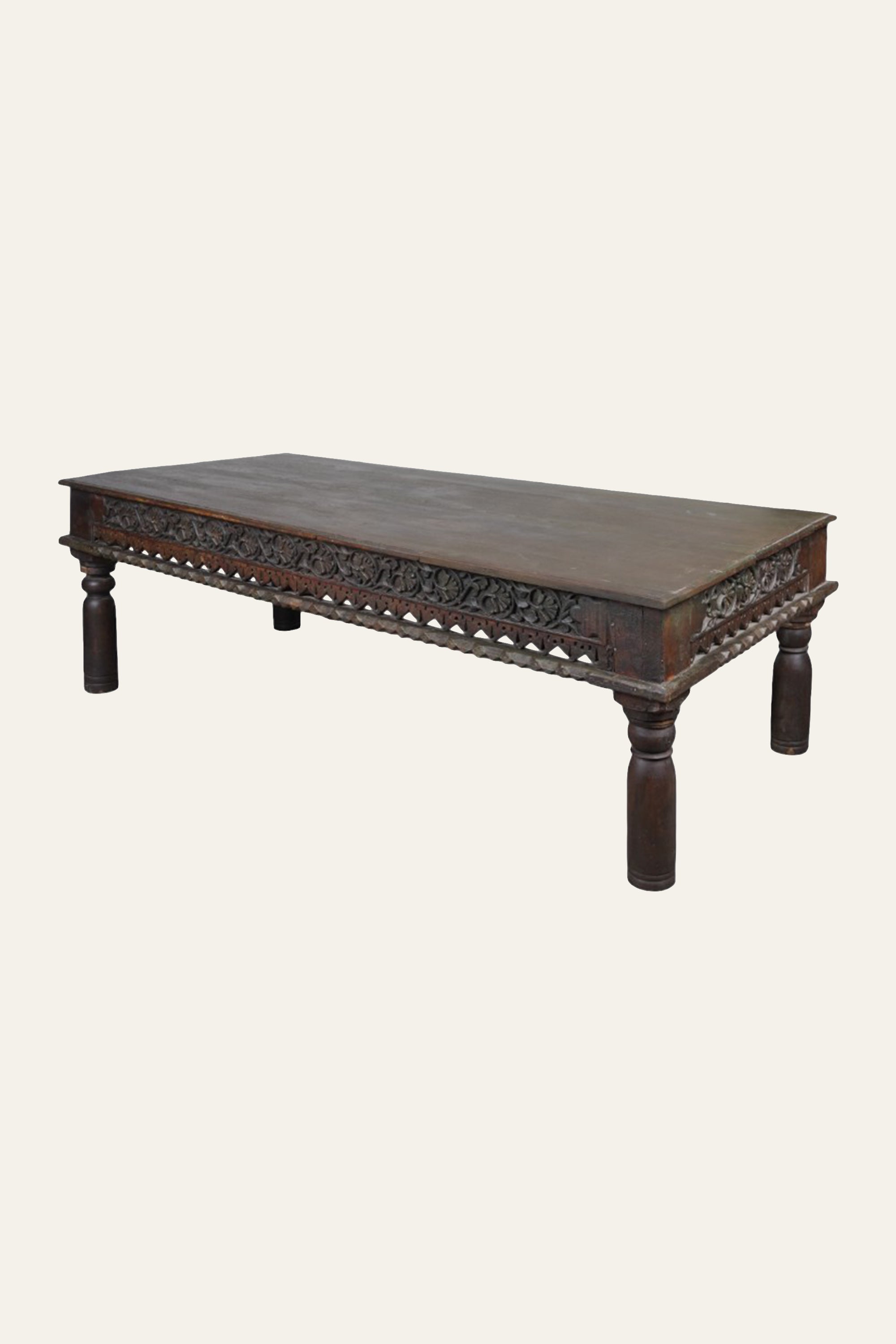 Long Dark Carved Heritage Coffee Table