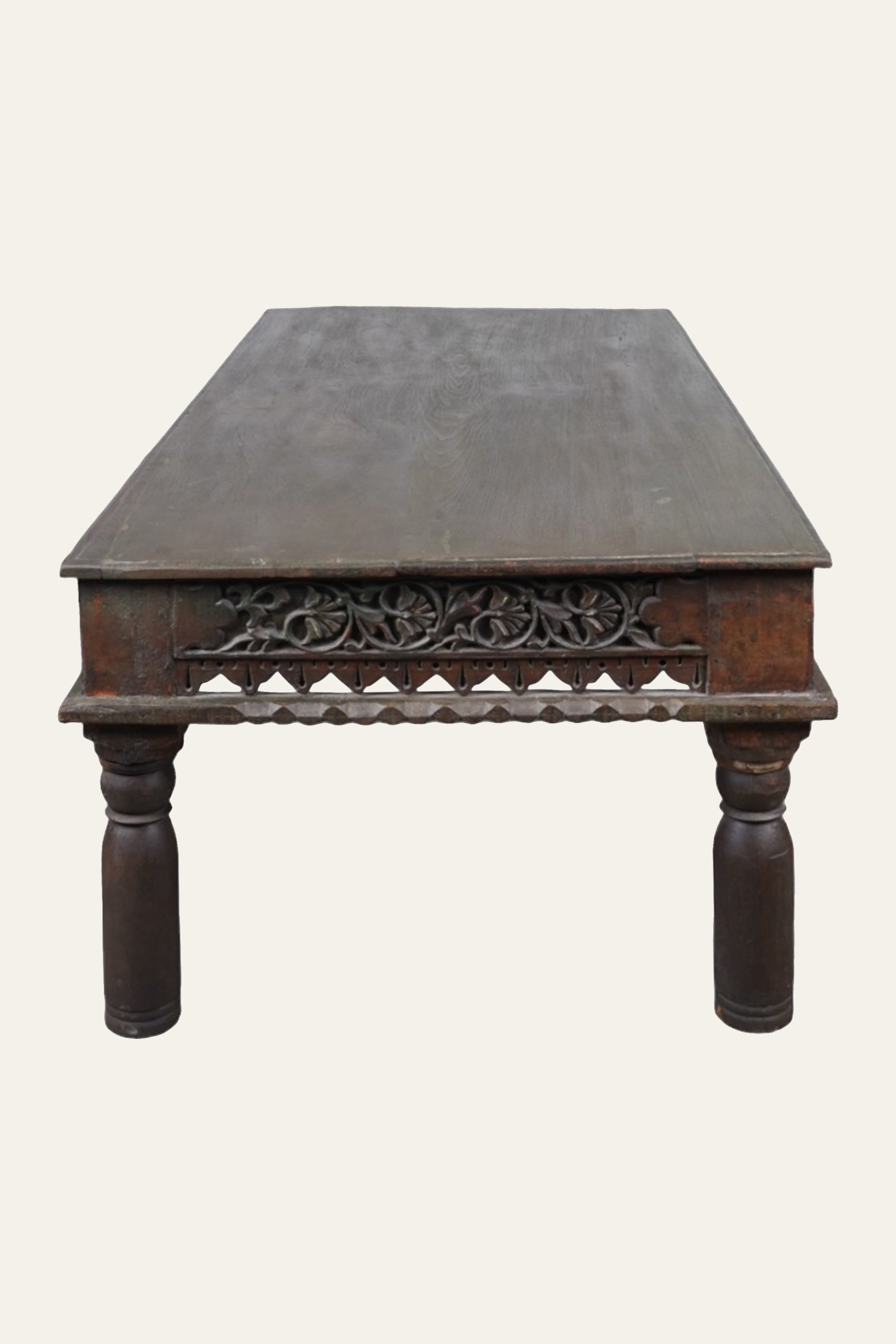 Long Dark Carved Heritage Coffee Table