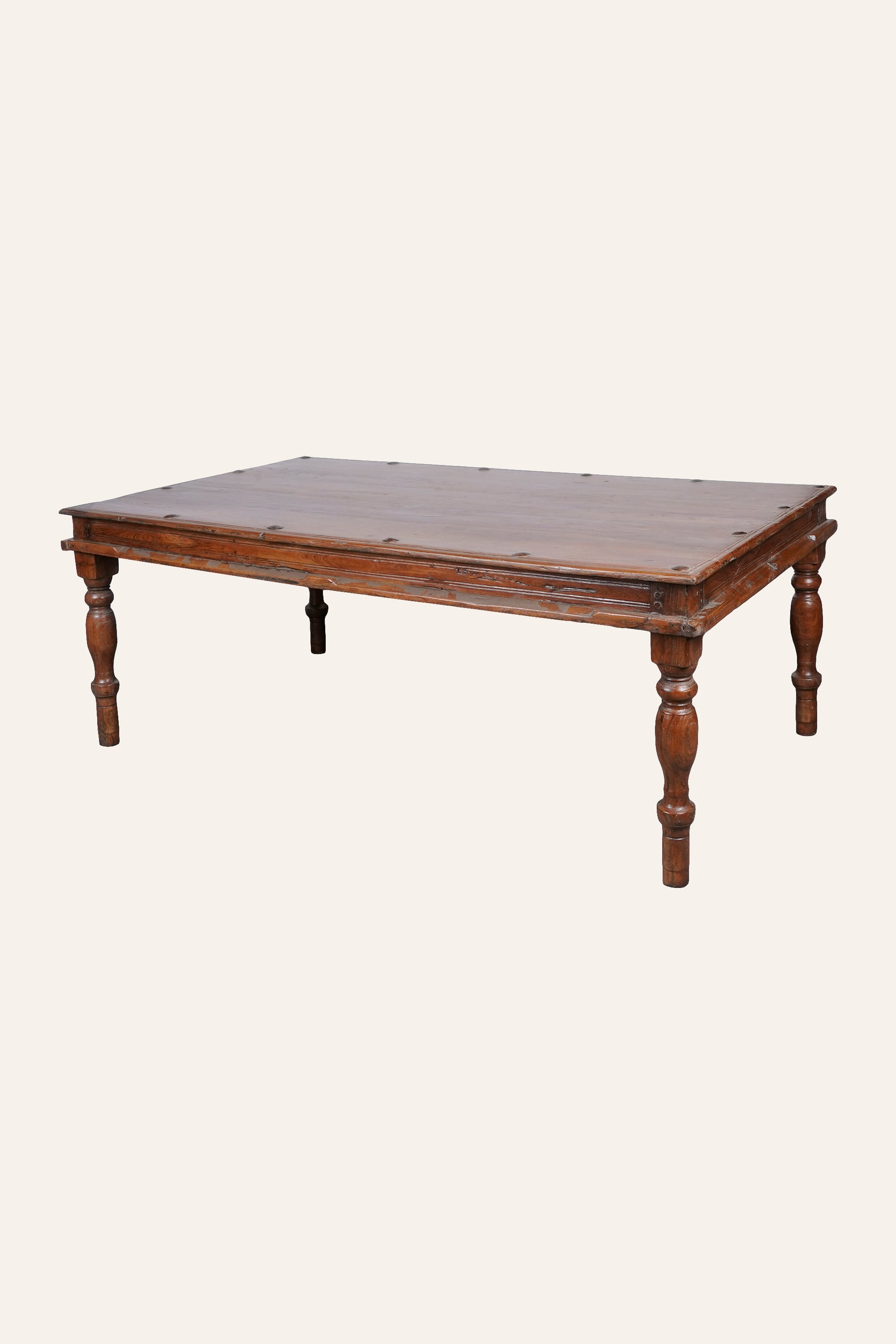 Brown Traditional Wood Coffee Table in Distressed Finish