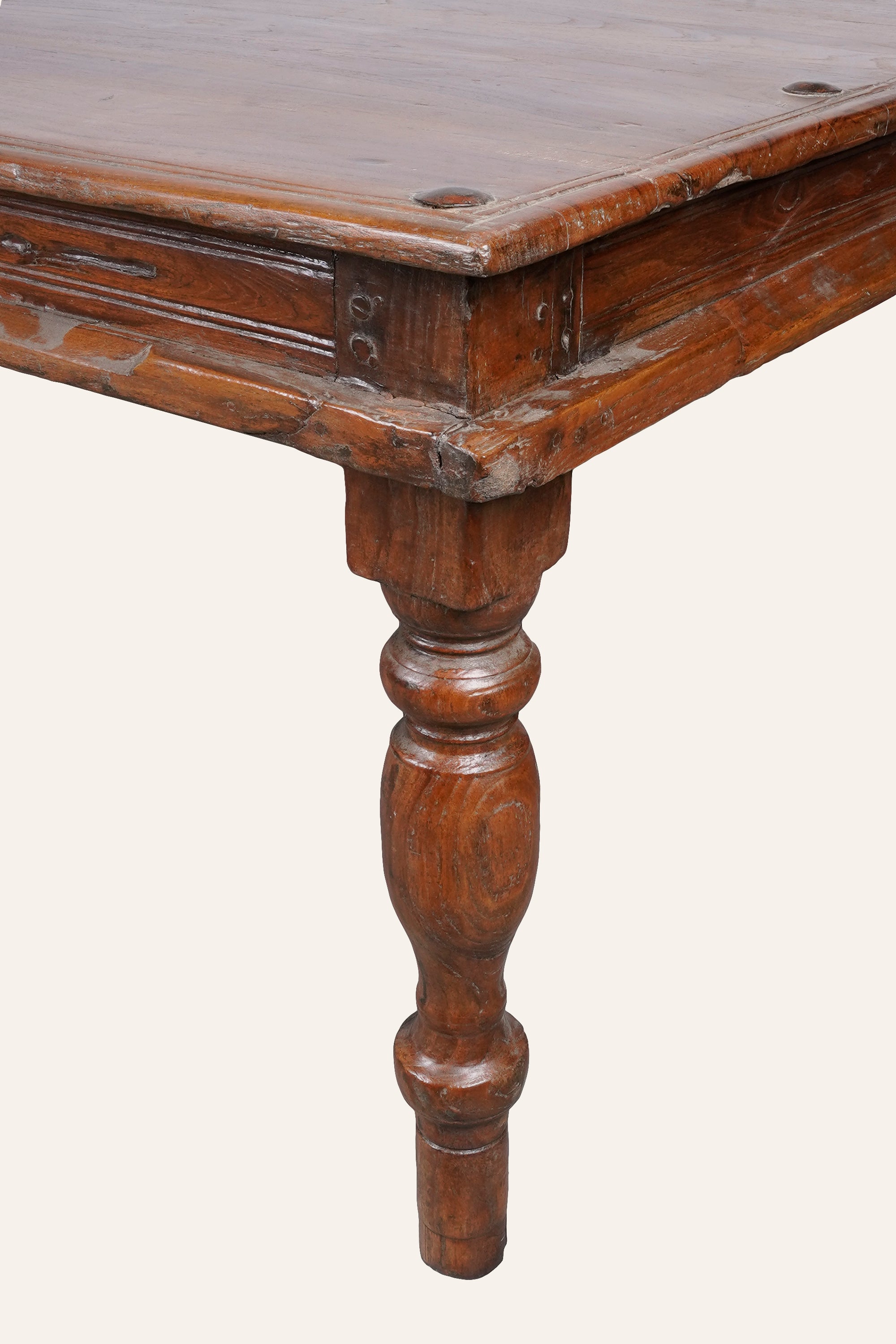 Brown Traditional Wood Coffee Table in Distressed Finish