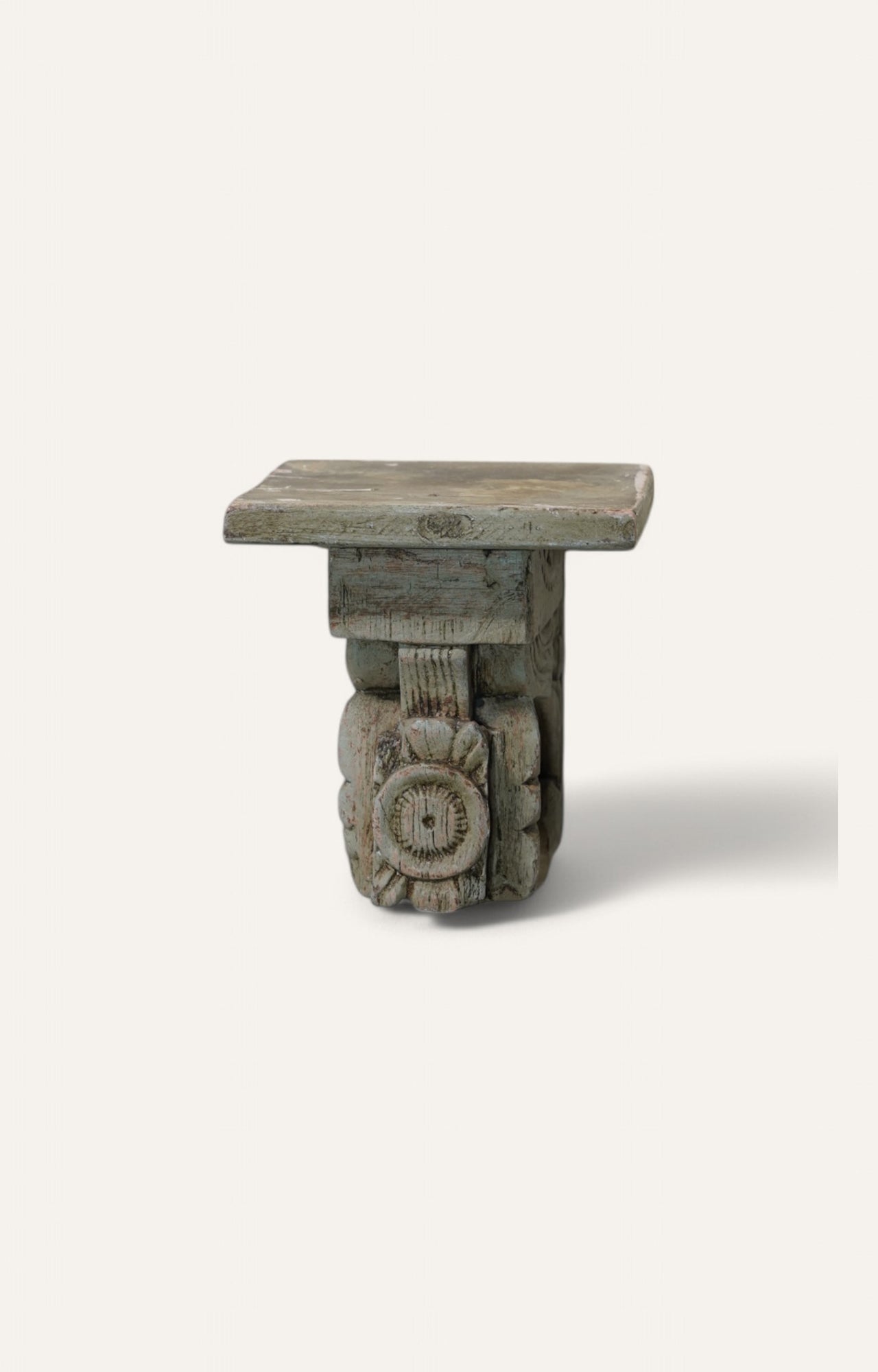 Light Coloured Hand-Carved Wooden Wall Bracket