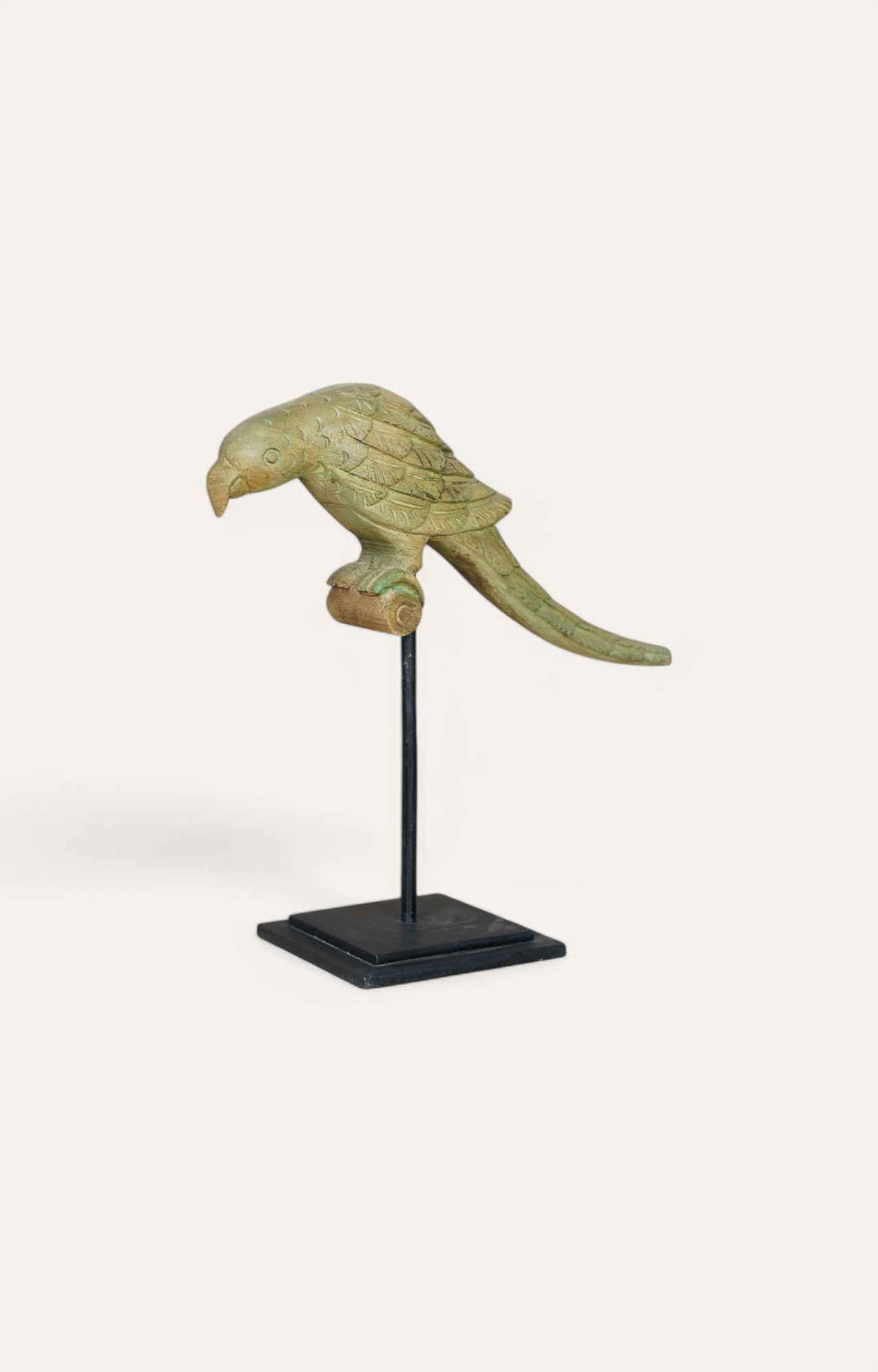 Vintage-Style Parrot Sculpture on Iron Stand