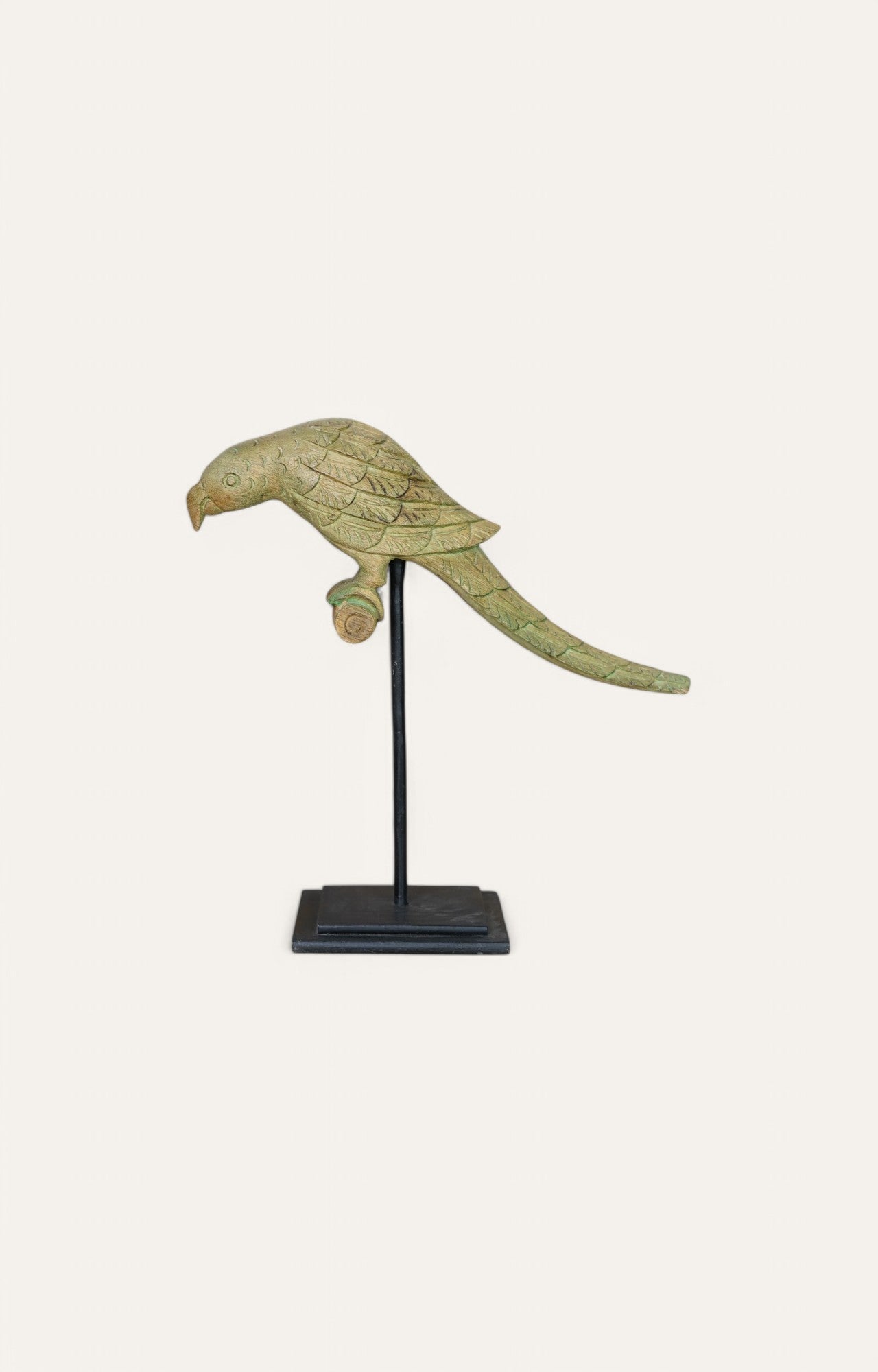 Vintage-Style Parrot Sculpture on Iron Stand