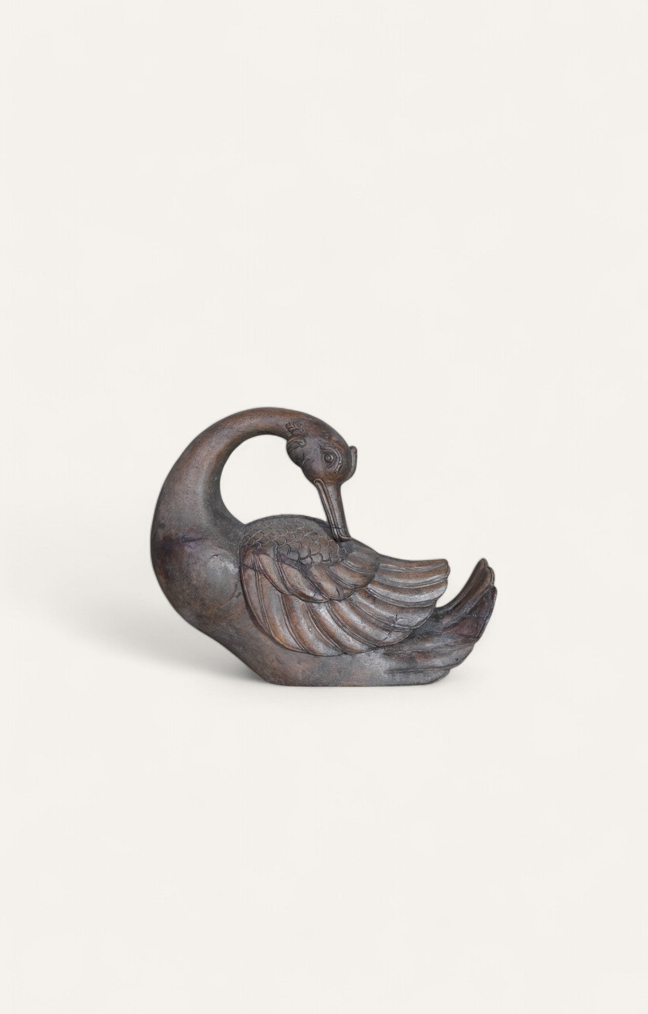 Vintage Hand-Carved Teak Wood Duck Statue