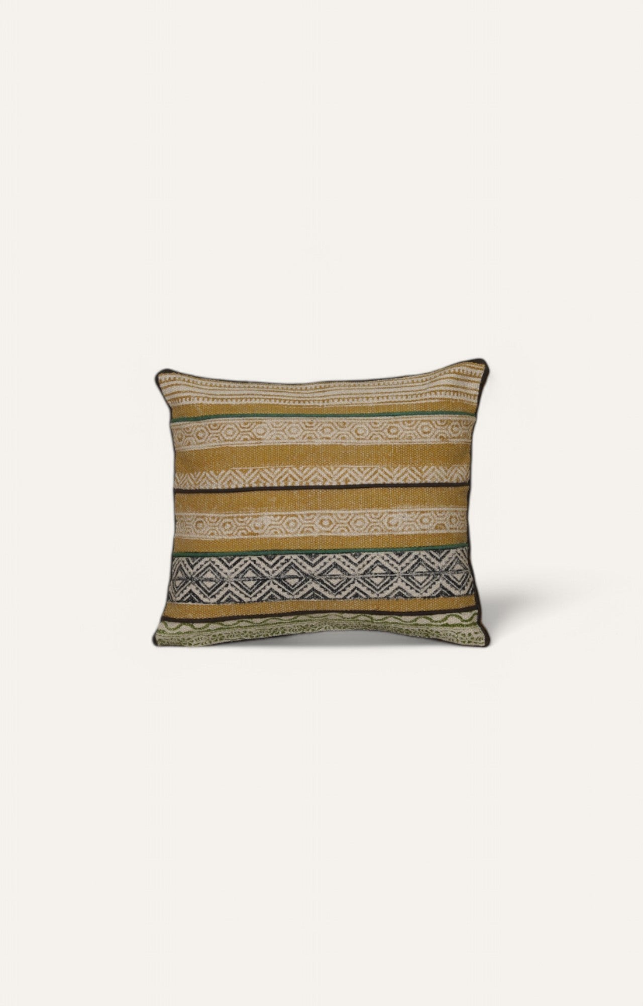Multicolor Printed Cotton Cushion in Muted Tones