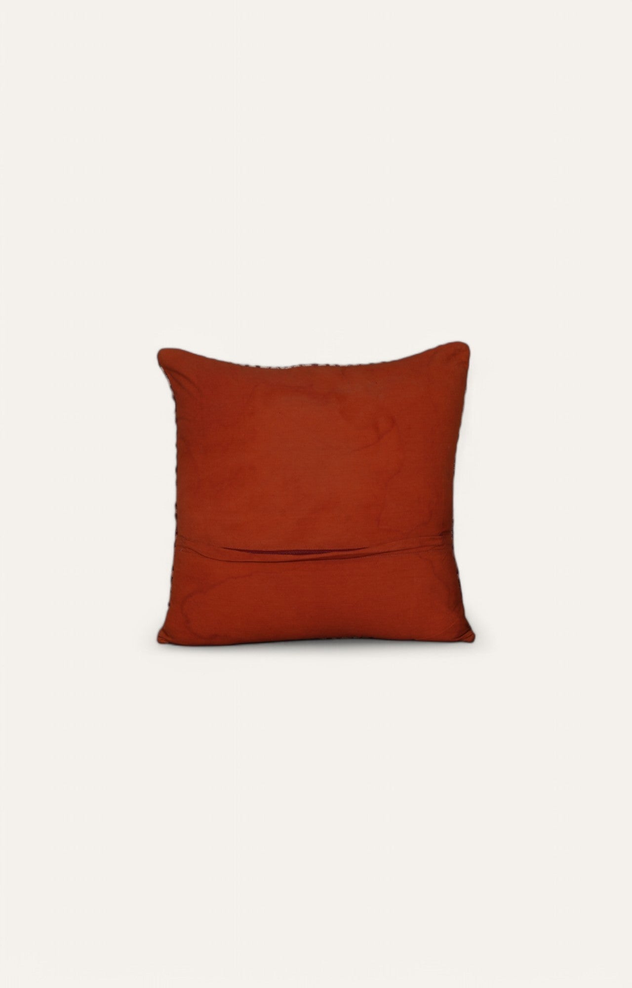 Red and Beige Geometric Patterned Square Cushion