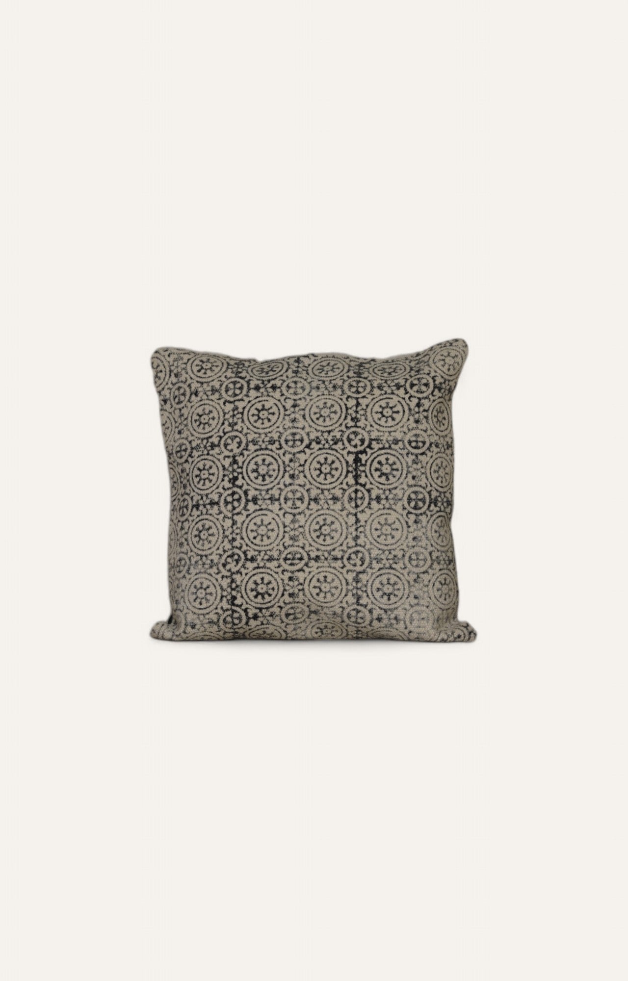 Black Hand-Made Cotton Printed Cushion