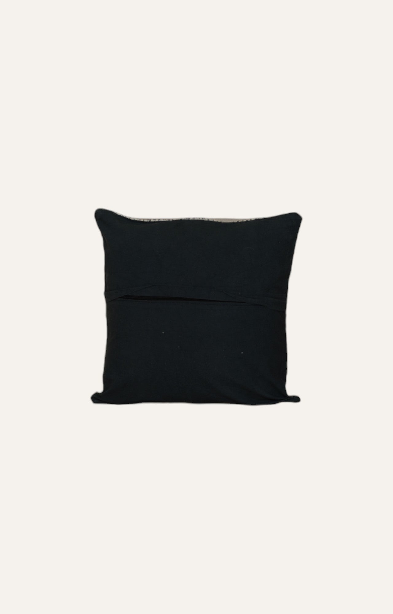 Black Hand-Made Cotton Printed Cushion