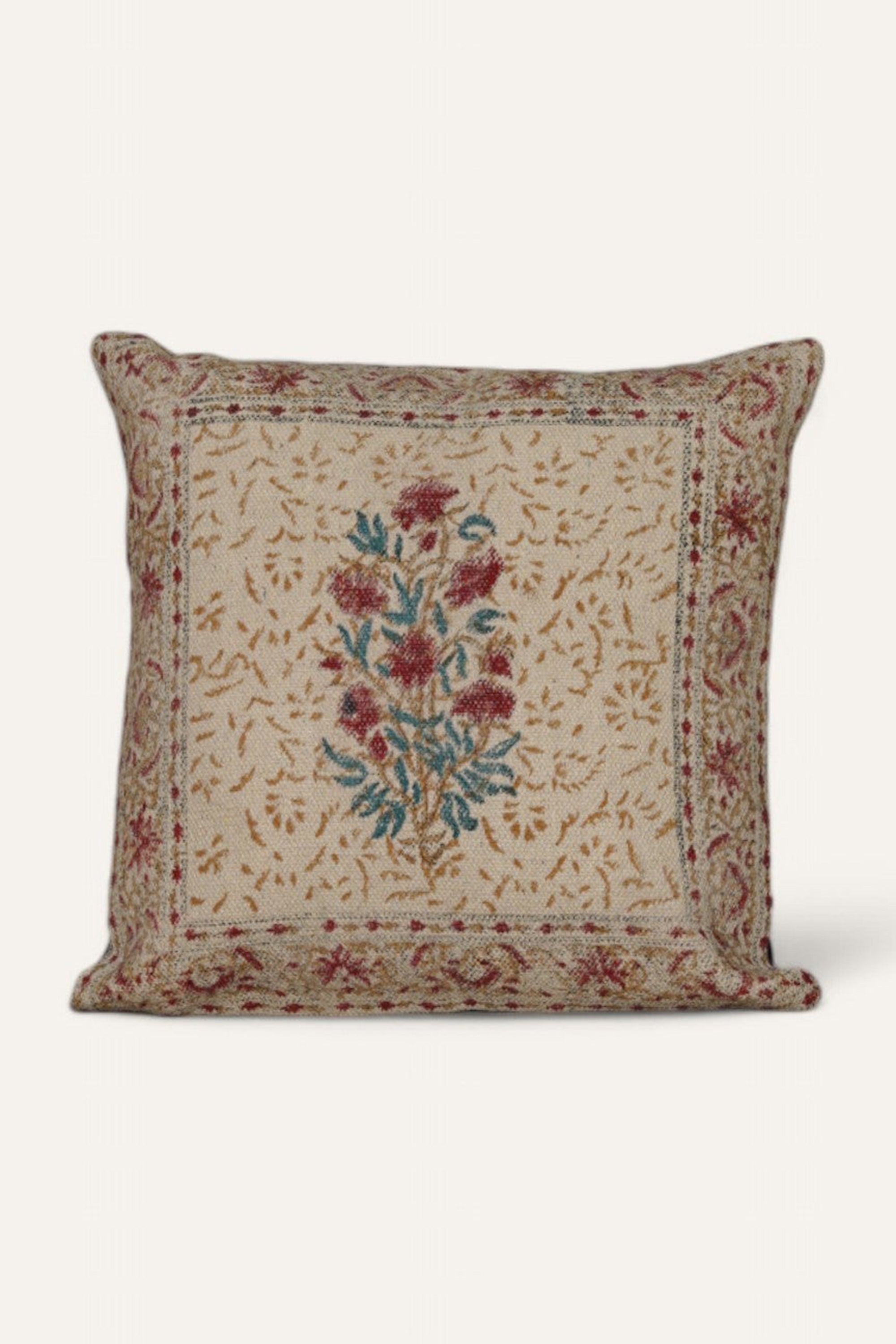 Floral Printed Cotton Cushion Cover