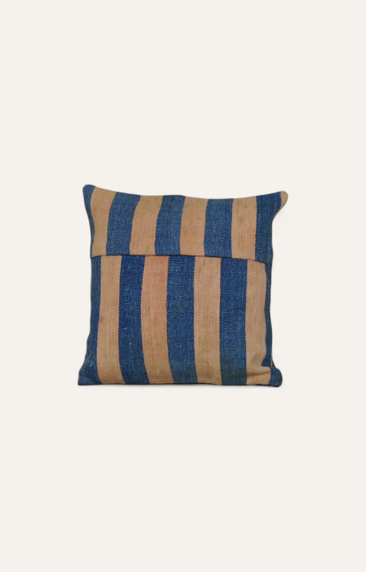 Yellow and Blue Striped Printed Cushion