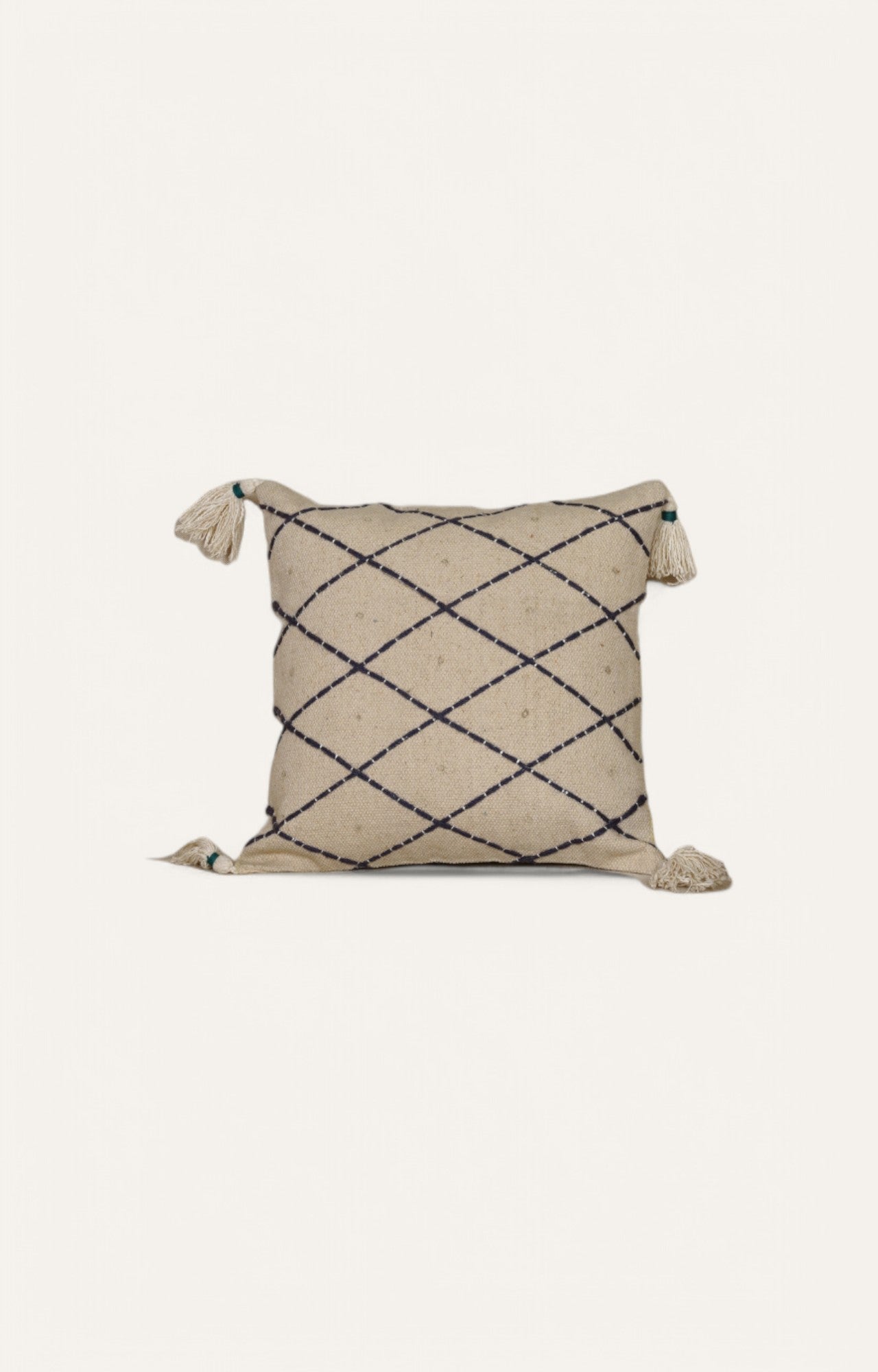 Handwoven Lattice Cushion with Tassels