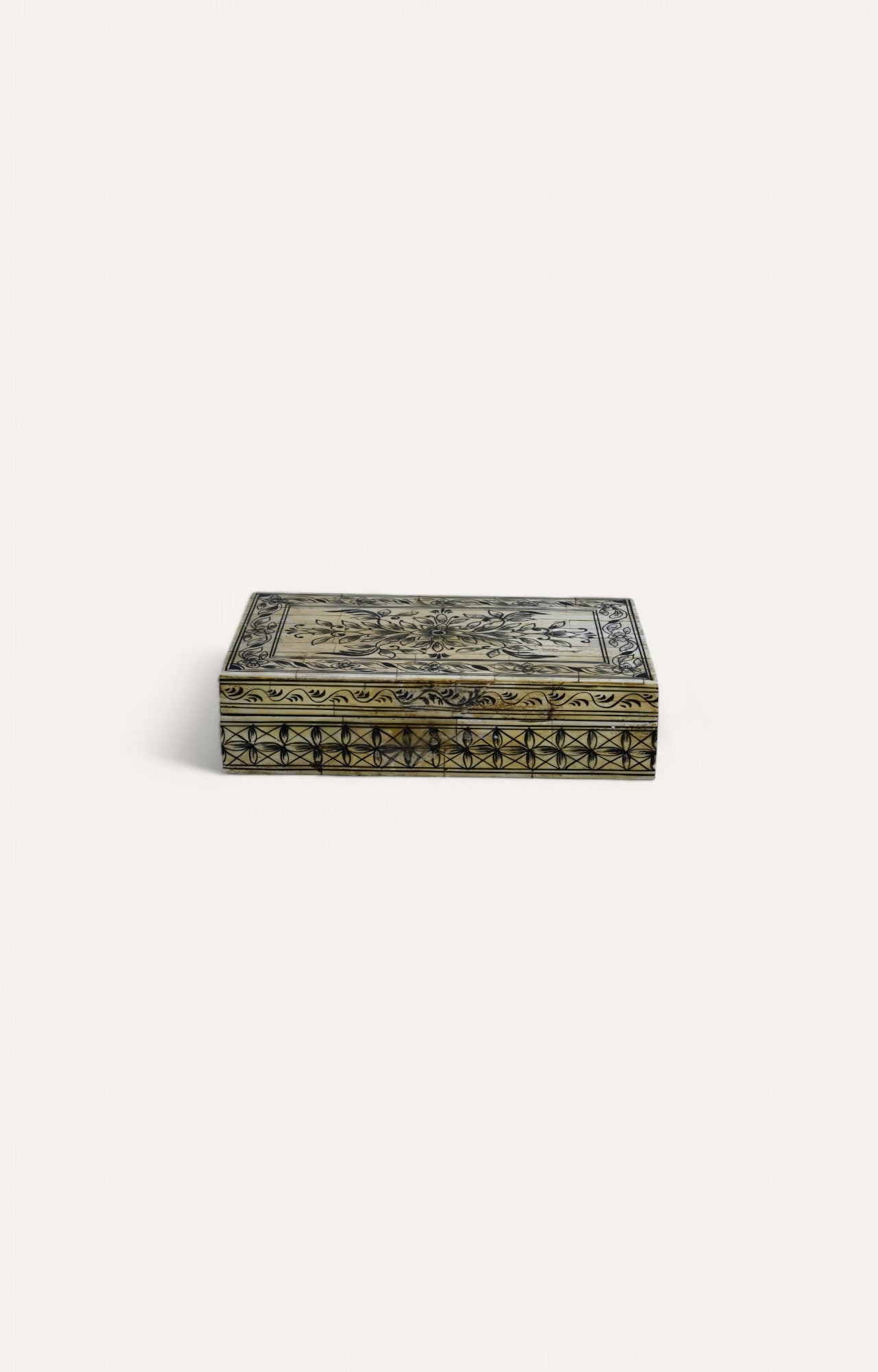 Alluring Floral Hand-Painted Bone Box
