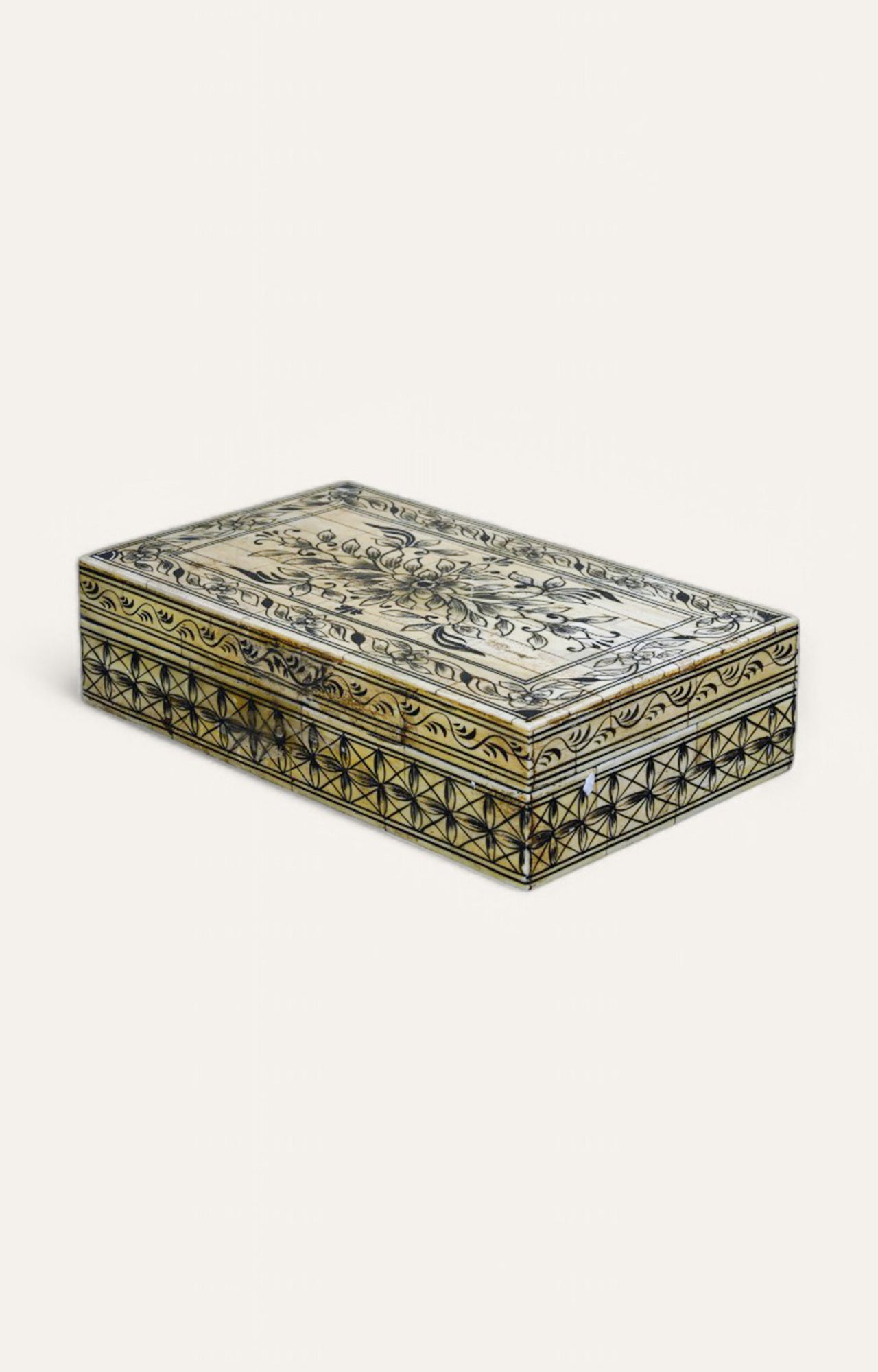 Alluring Floral Hand-Painted Bone Box