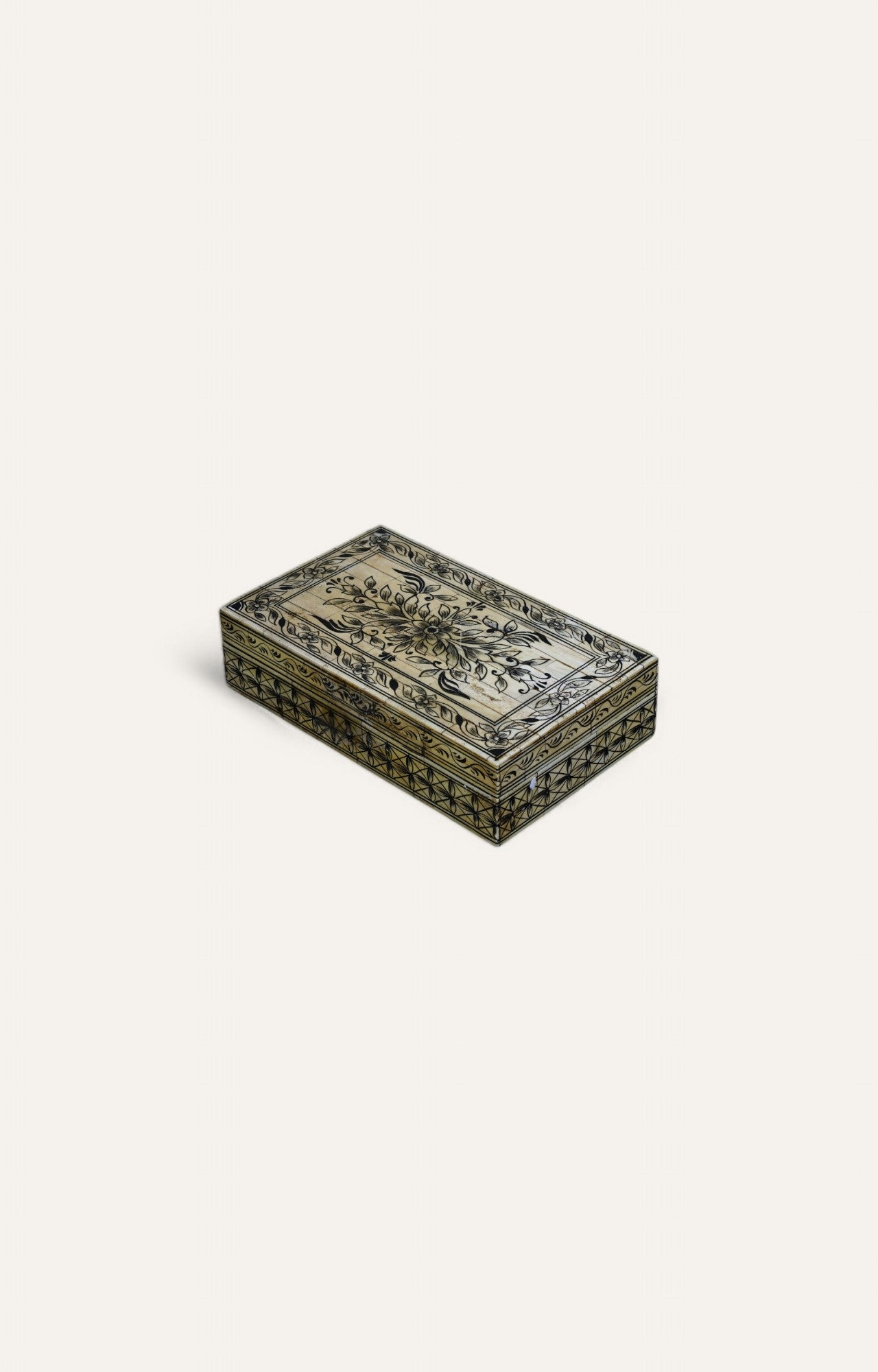Alluring Floral Hand-Painted Bone Box