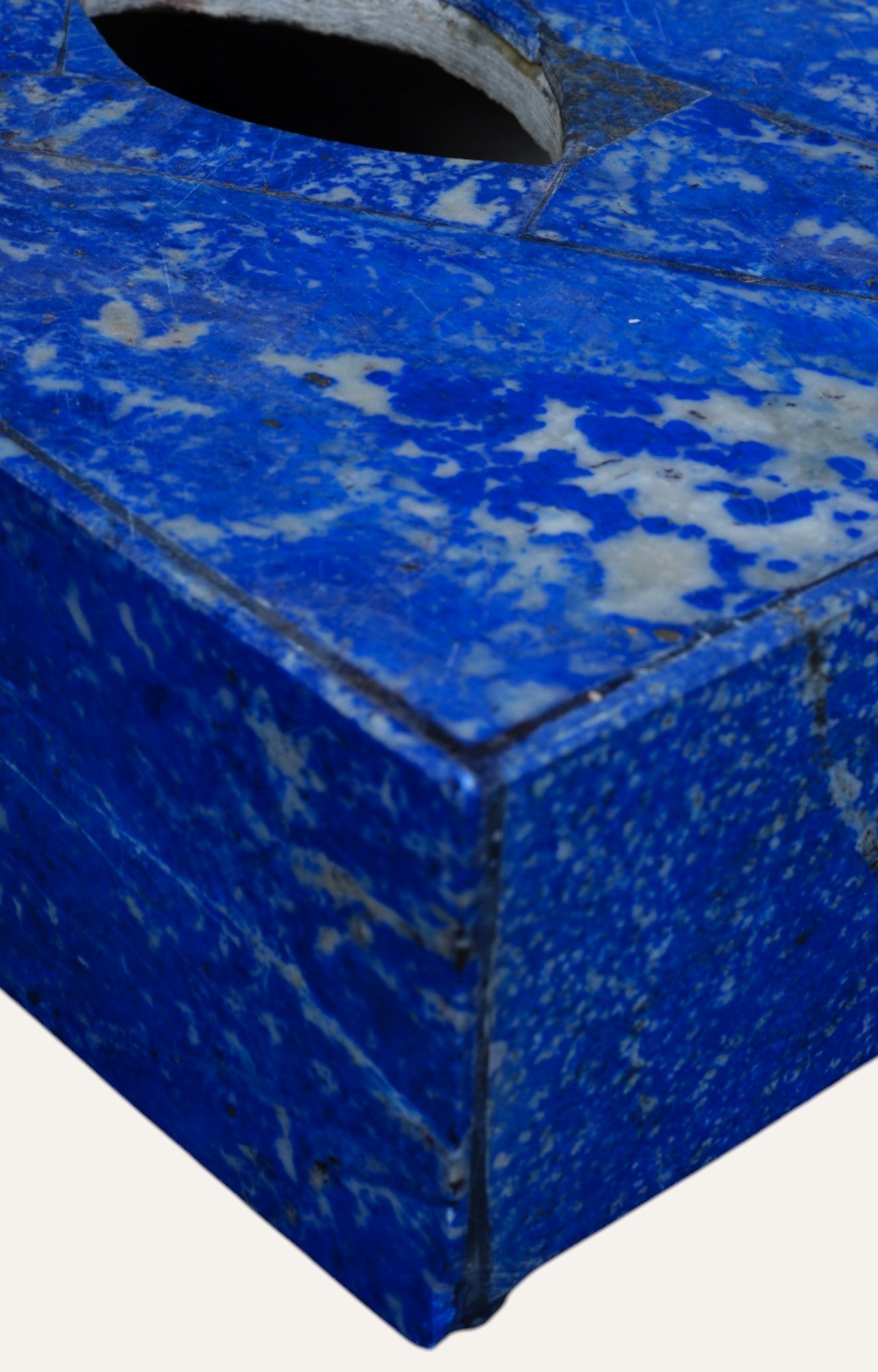 Lapis Stone Tissue Box with Natural Veining