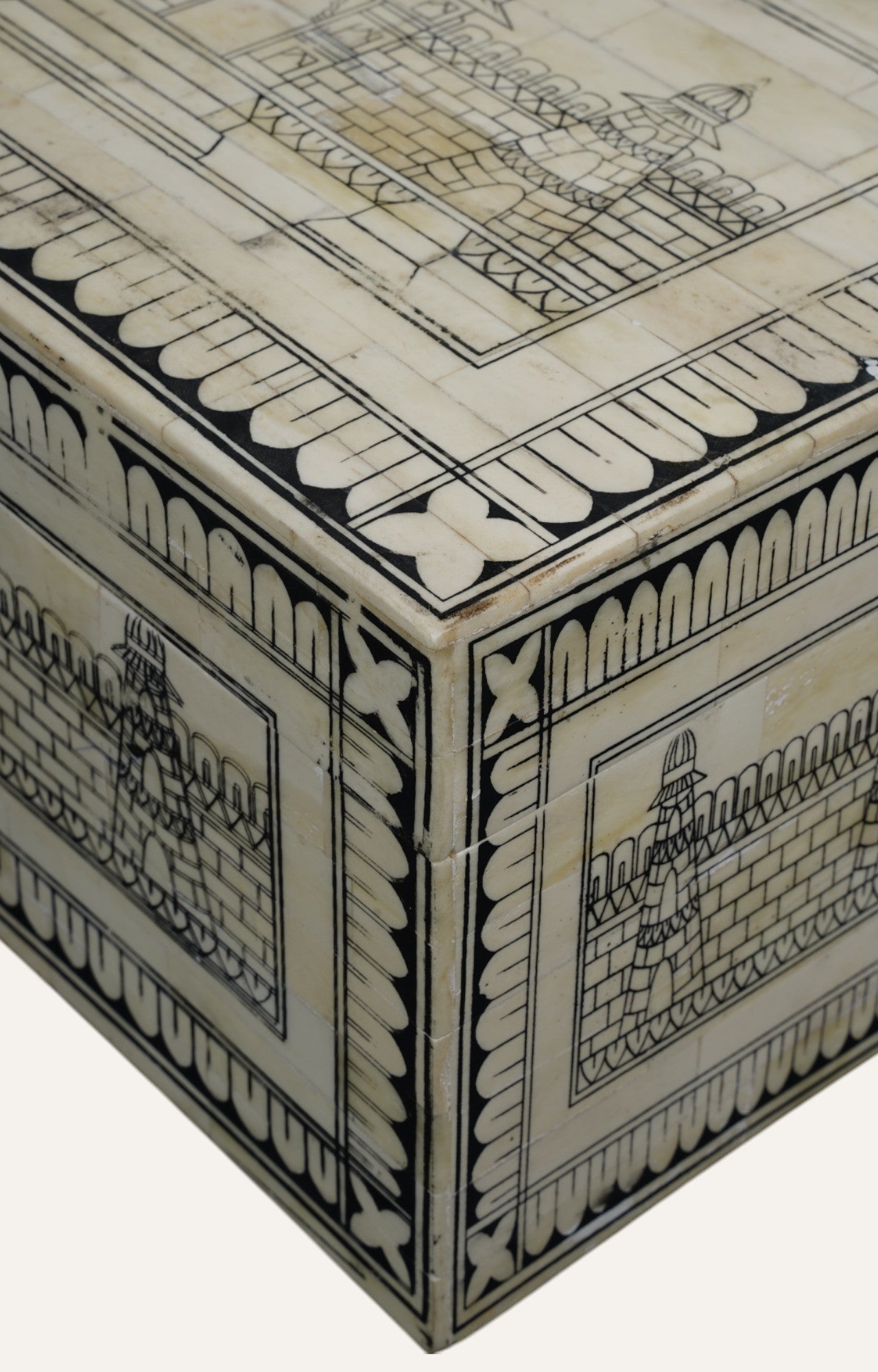 Ivory Mango Wood and Bone Antique Large Jewelry Box